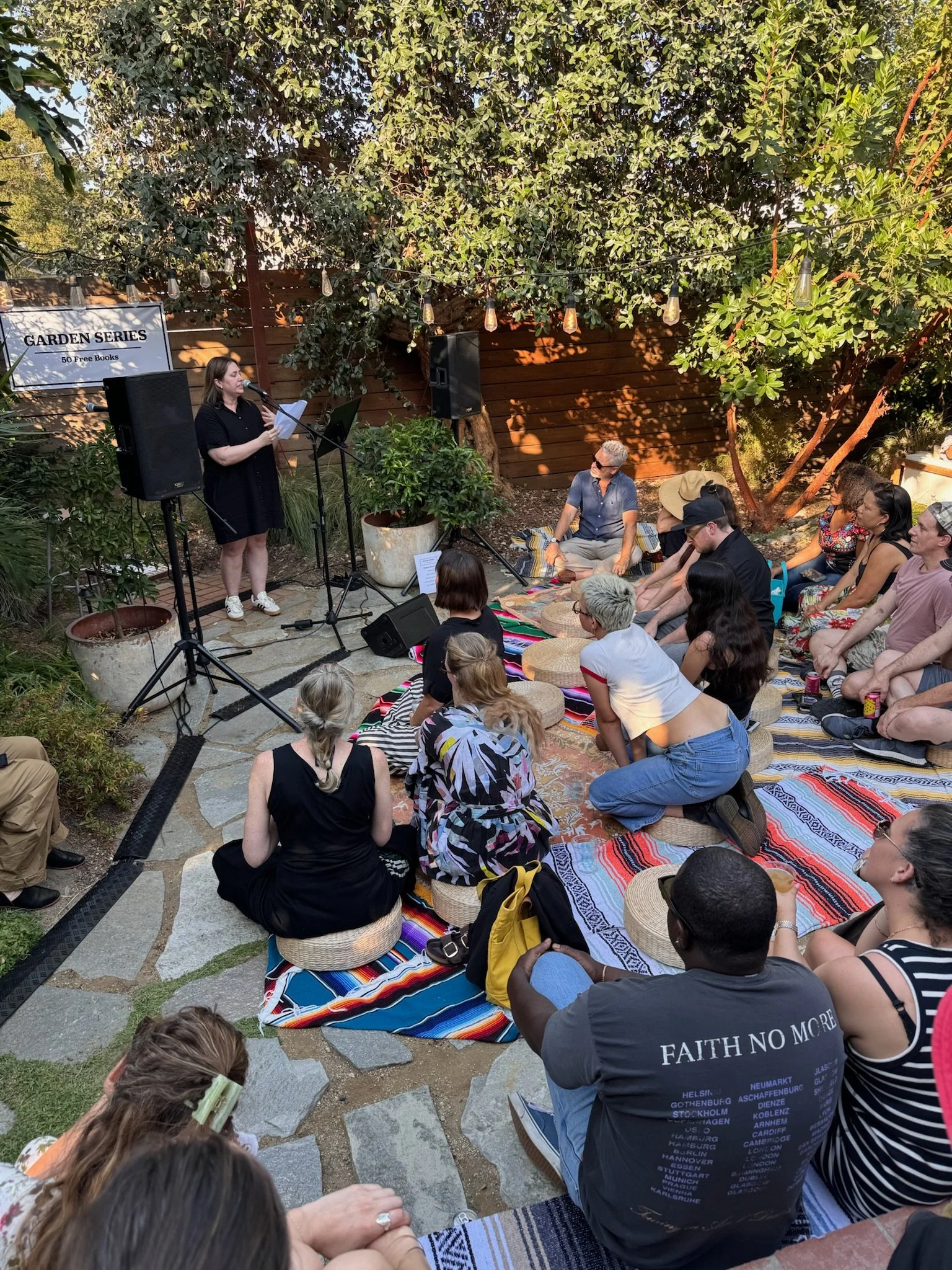 Writer Samantha Wilson reading at our inaugural Garden Series event