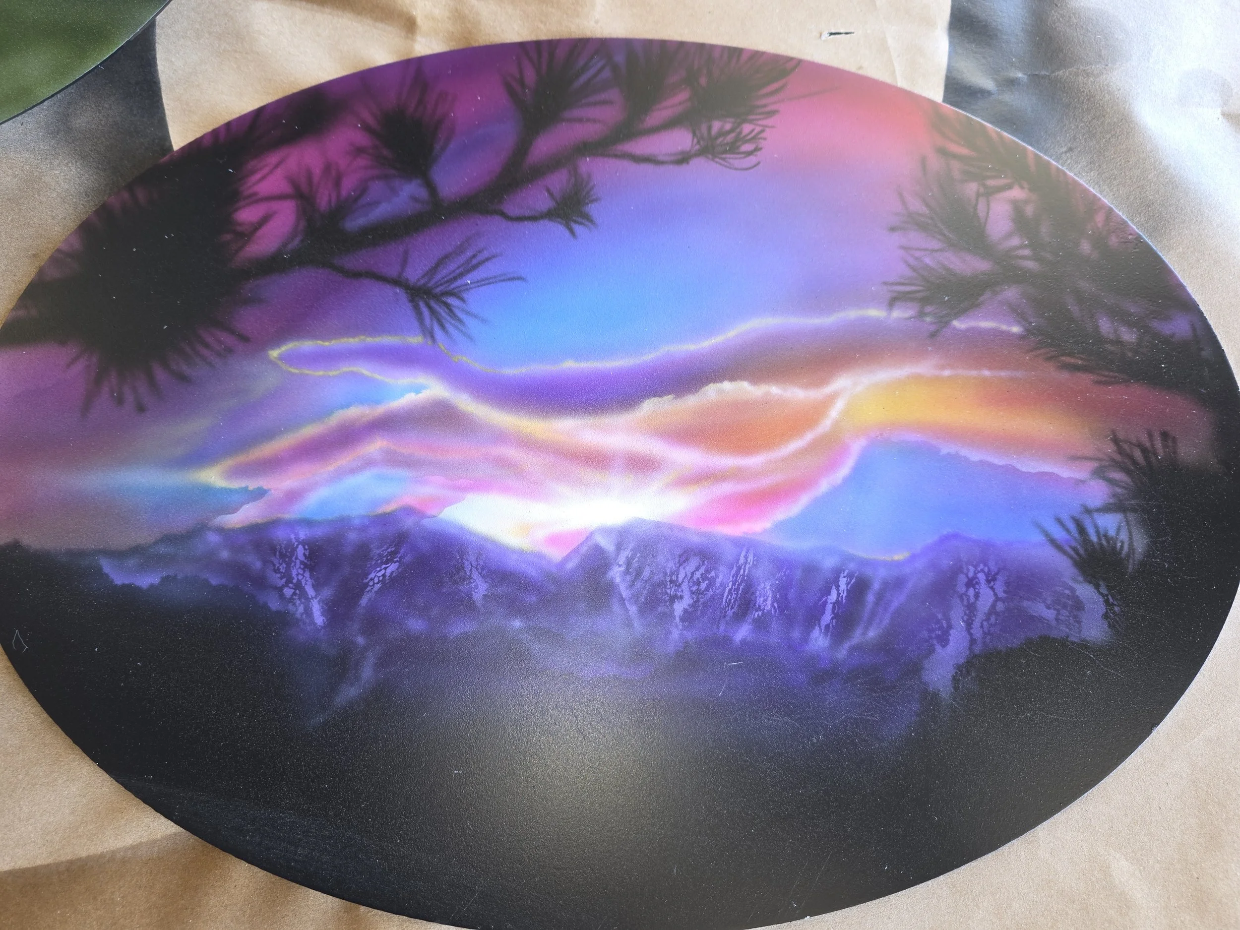 airbrush sign with sunset