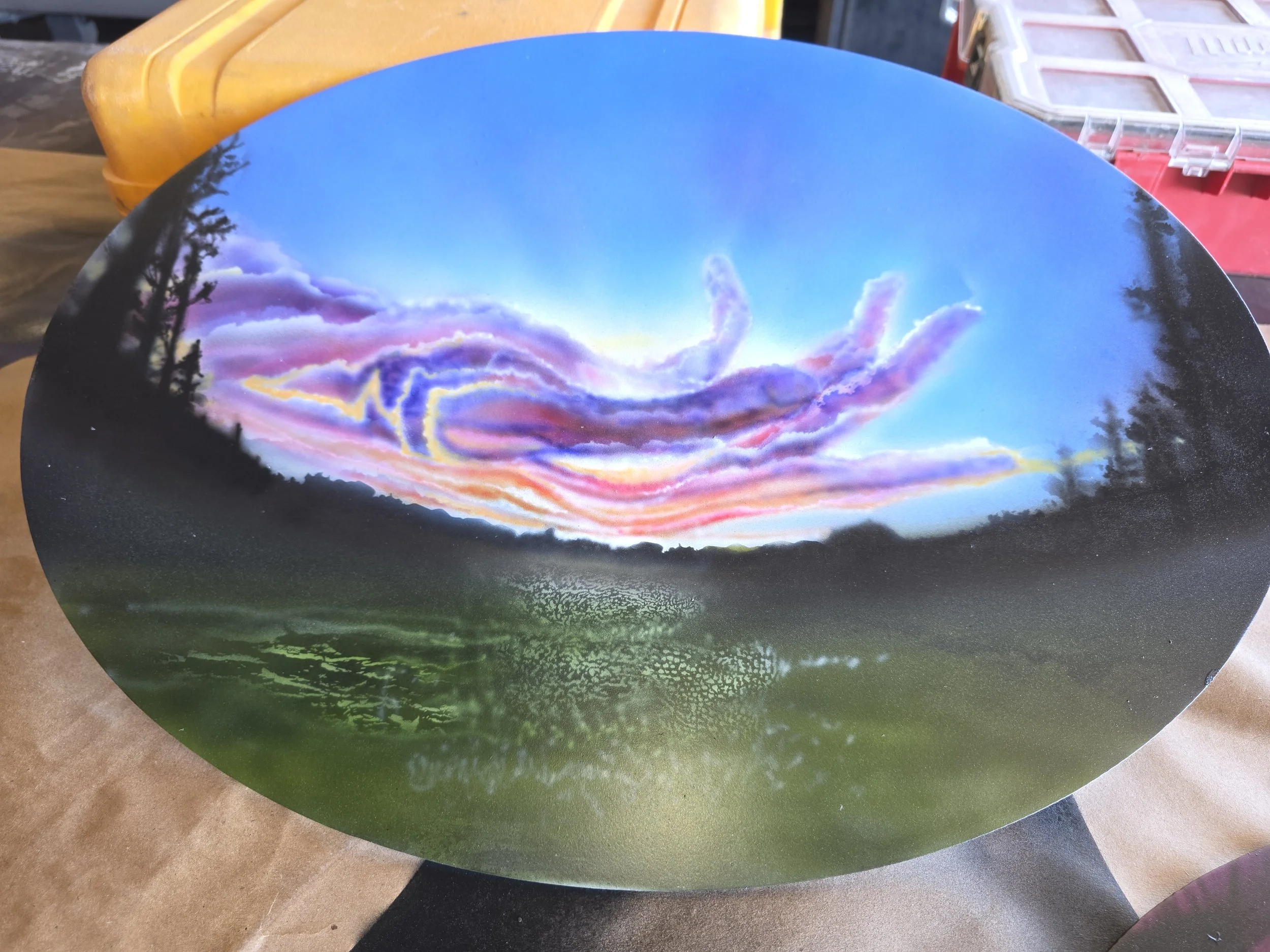 Airbrush sign with sunrise