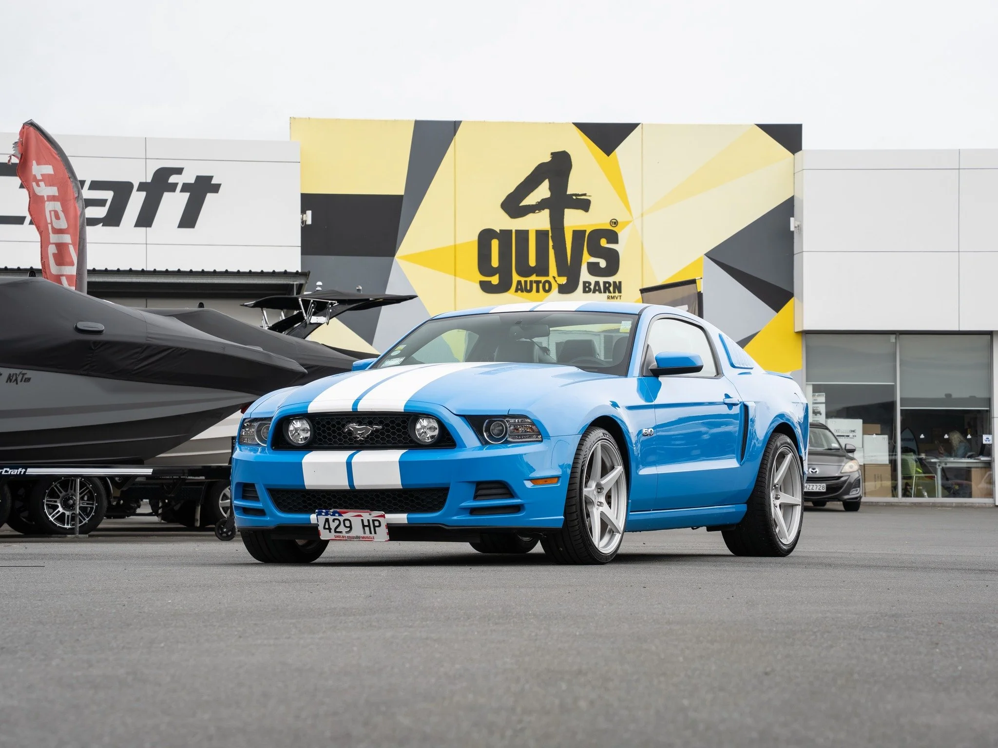 2013 Ford Mustang GT Premium

This Mustang is a left-hand drive model with the 5.0L V8 rumble under the hood. plenty of power and that classic muscle car sound. It&rsquo;s smooth on the road and comes with the Premium package, which means leather sea