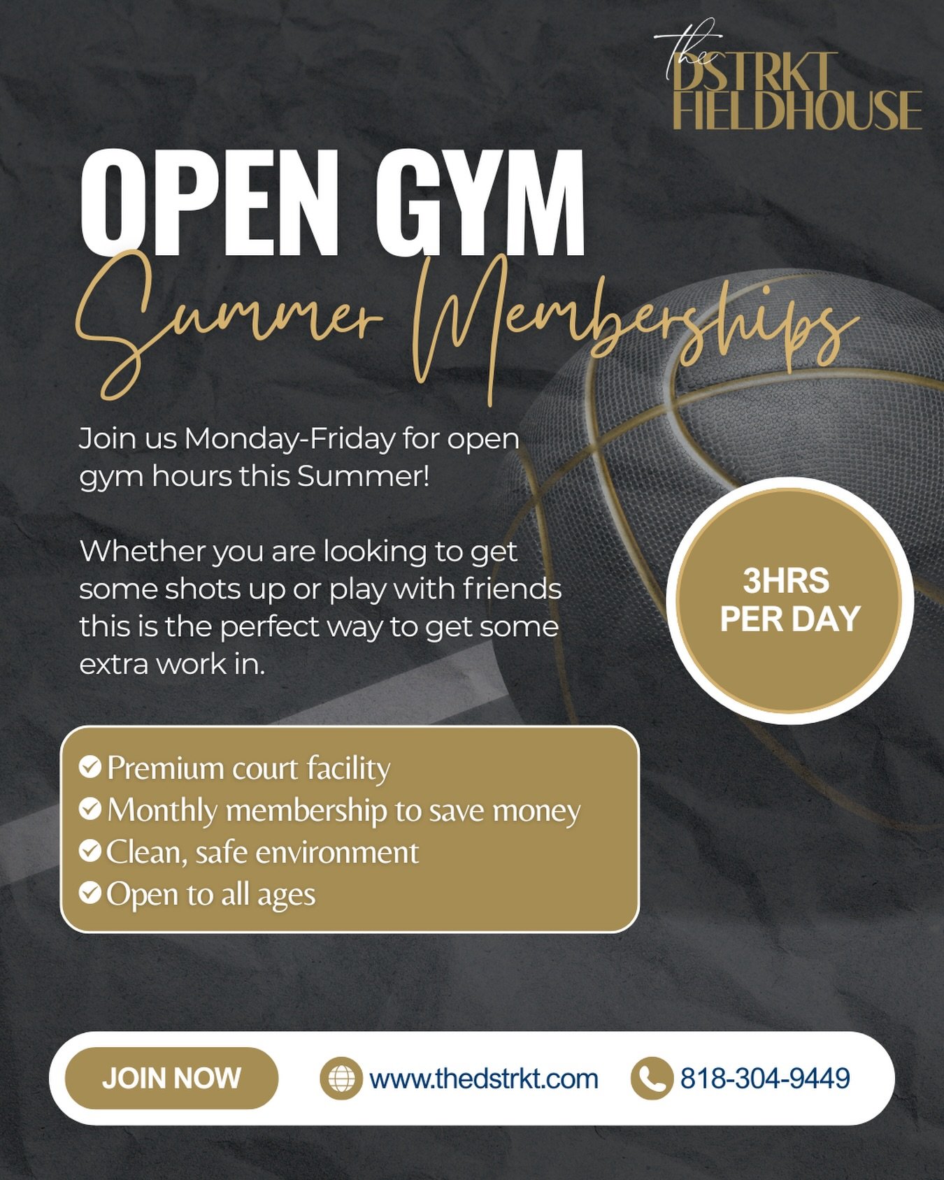 🏀 SUMMER OPEN GYM IS HERE! 🏀

Looking for a place to play, train, compete, and stay active this summer?

Join us for Summer Open Gym at The DSTRKT Fieldhouse!

📅 June 8 &ndash; July 31
⏰ Monday&ndash;Friday | 8:00 AM &ndash; 11:00 AM

🔥 Summer Me
