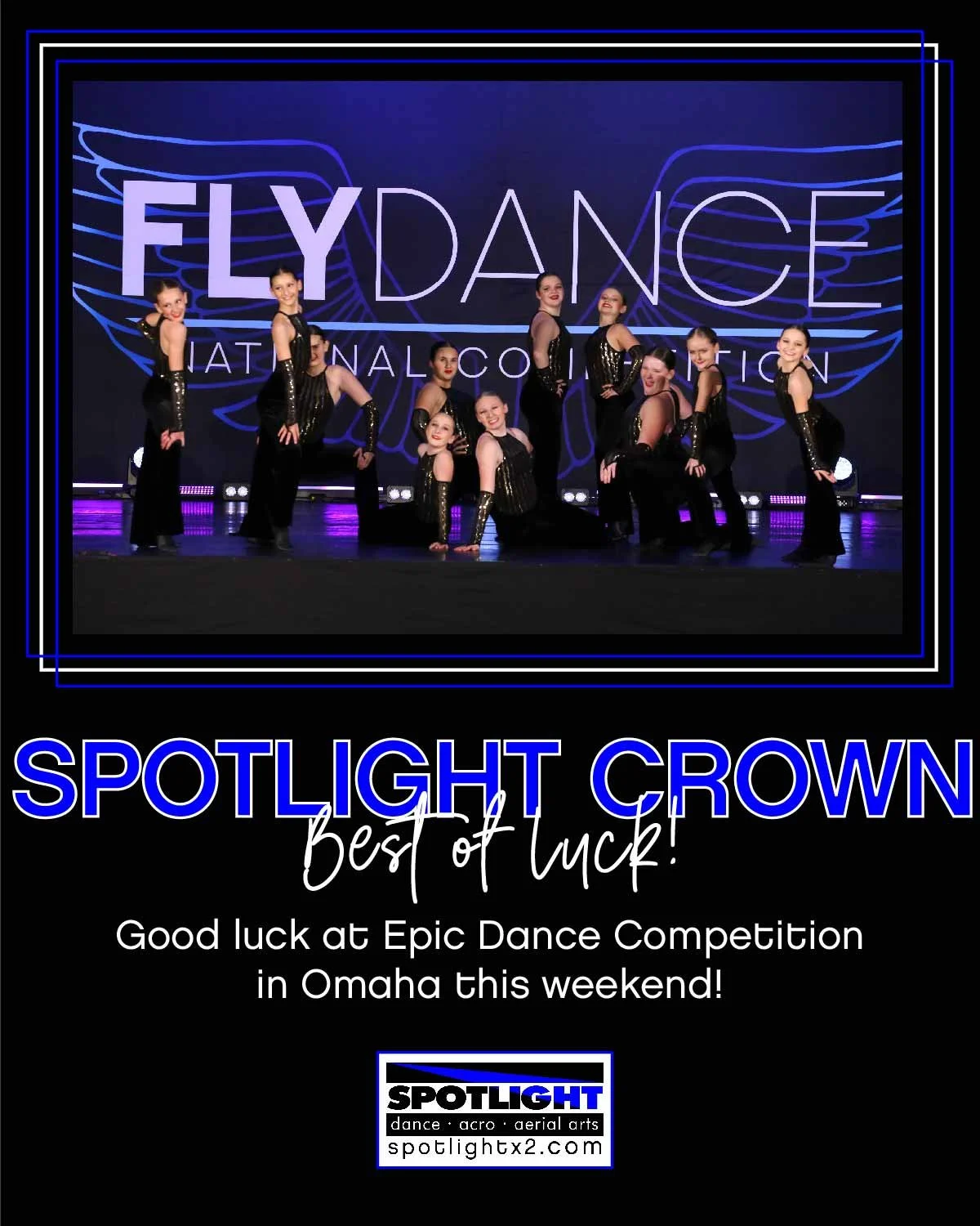 S P O T L I G H T 👑 C R O W N
Best of luck to our Crown dancers as they take the stage this weekend at Epic Dance Competition in Omaha! 💐🤸🩰
📸 A Cut Above the Rest
#spotlightx2 
#spotlightcrown26 
#BuildKidsUp 
#InvestInKids 
#kidsdanceclasses