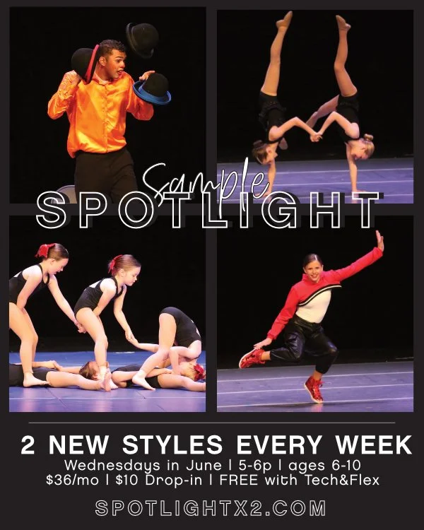 w e d n e s d a y s ☀️ i n ☀️ j u n e
S A M P L E 🤸&zwj;♂️ S P O T L I G H T

✅ 2 NEW styles every week
✅ Learn from Spotlight alumni
✅ Perfect for beginners
✅ Fun for EVERYONE
✅ FREE when registered for Tech&amp;Flex 🙌

🚨Limited space available. 