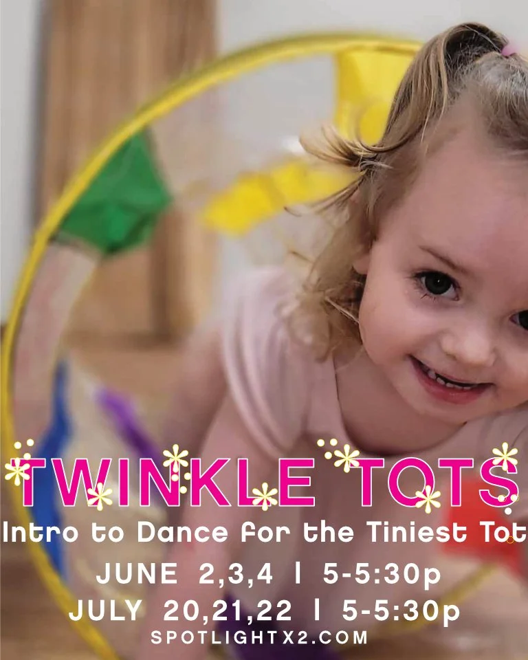 t w i n k l e ✨ t o t s
An intro to dance for the tiniest dancer. 👣🩰
June 2,3,4 | 5-5:30p
July 20,21,22 | 5-5:30p

🌸 For dancers ages 2-3 years
🌸 Creative movement + Rhythm builders
🌸 Social-emotional readiness 
🌸 3 consecutive days
🌸 Only $24