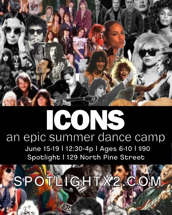 C A M P 💙 S P O T L I G H T
👩&zwj;🎤 i c o n s 👩&zwj;🎤
🗓️ June 15-19
⏰ 12:30-4p
💡 Ages 6-10
🏷️ $90 
📍 Spotlight | 129 N Pine St, Creston
🔗 Register online. LinkTree in bio.

An epic summer dance camp! 🎤
What&rsquo;s on the Setlist? 📀 We&rs