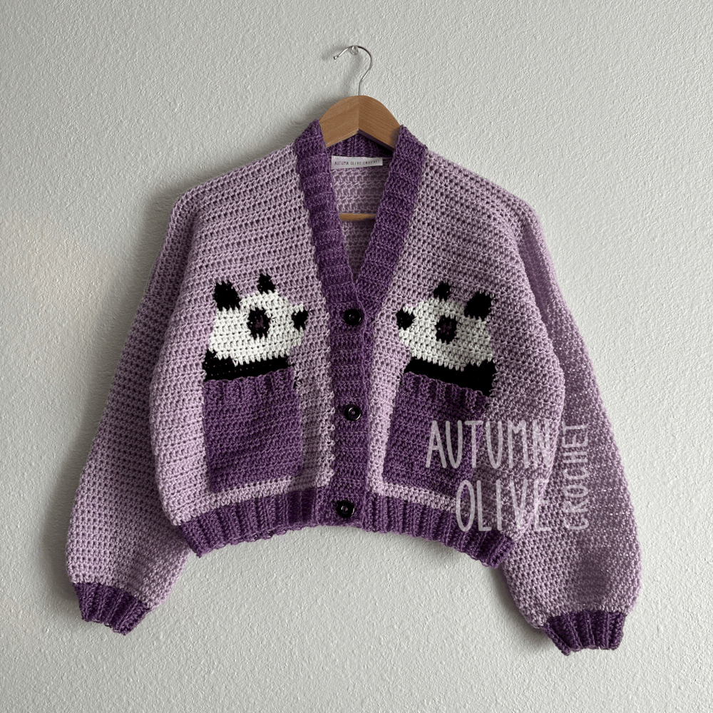 purple panda cardigan - S/M — autumn olive crochet