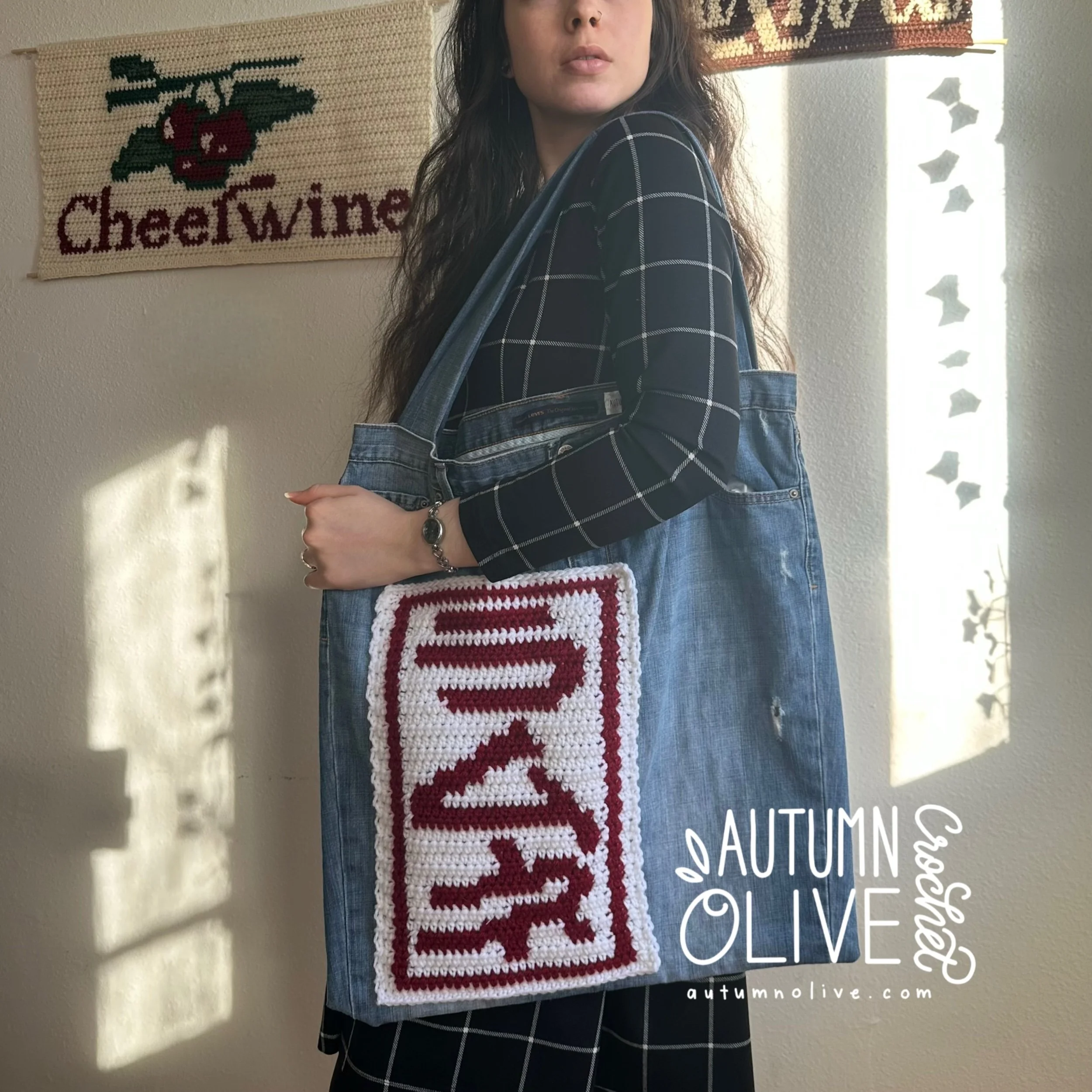 ramune denim tote bag