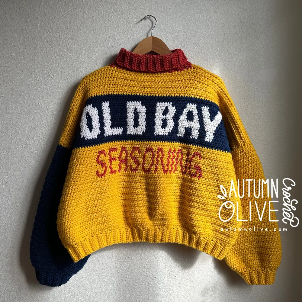 old bay sweater | S-2X — autumn olive crochet