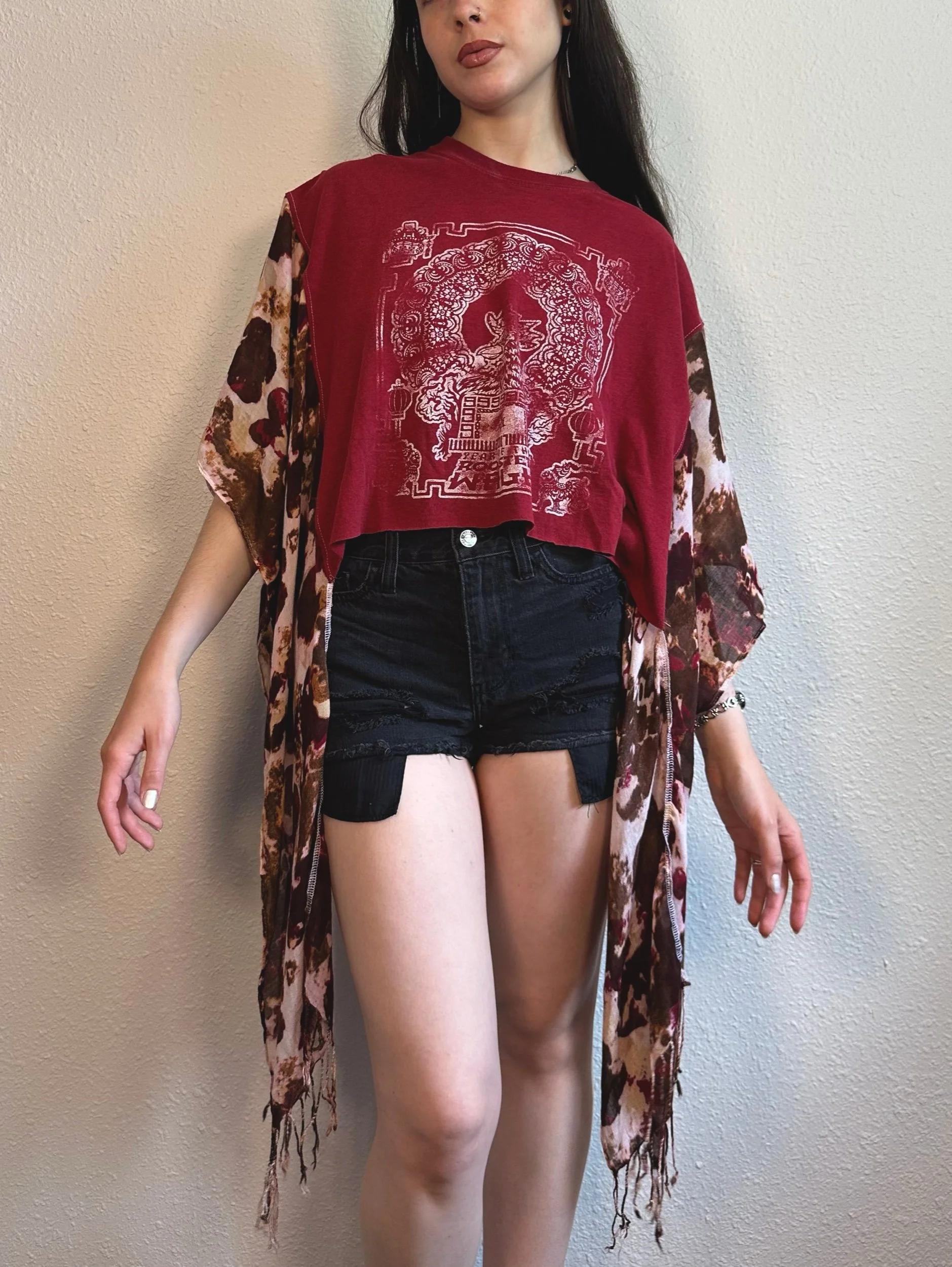 spicy rooster t-shawl | L-XL