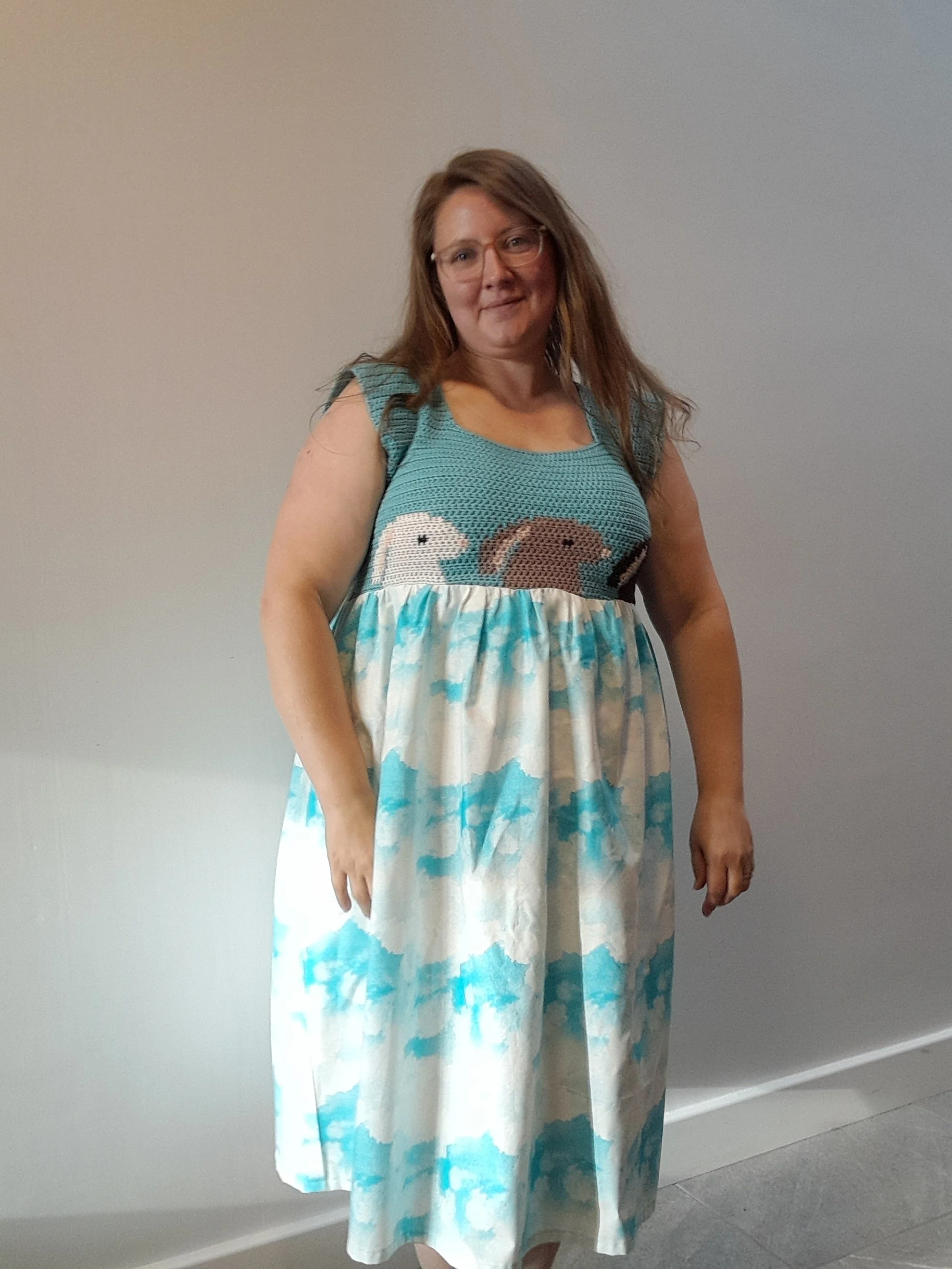 bunny trio on "autumn olive babydoll dress" free pattern