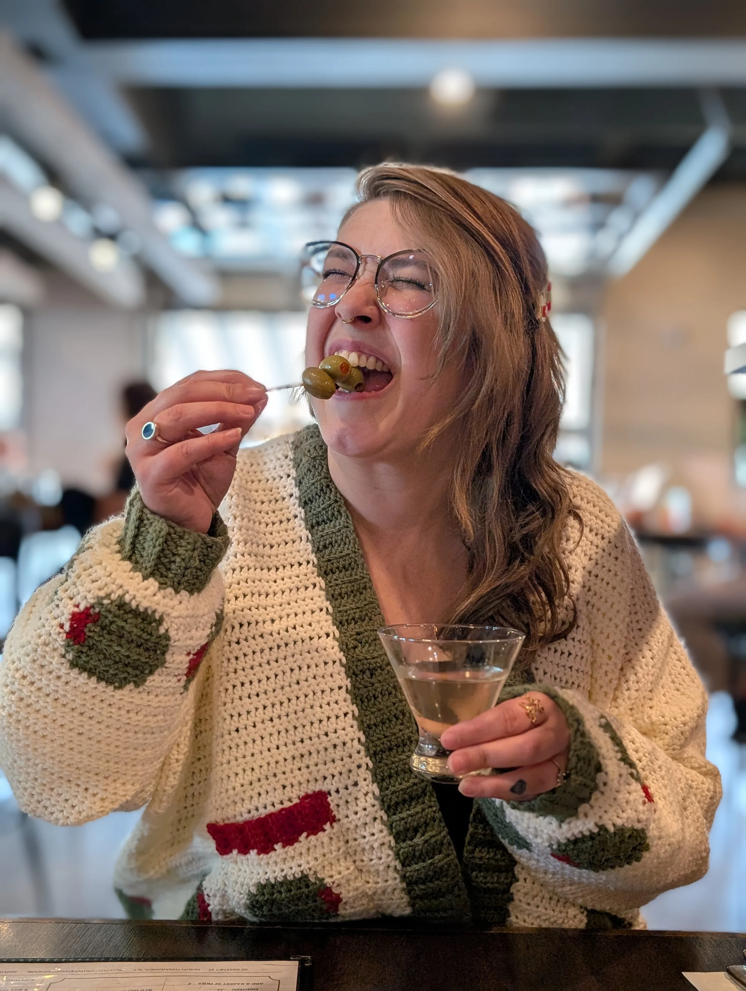 olive martini cardigan