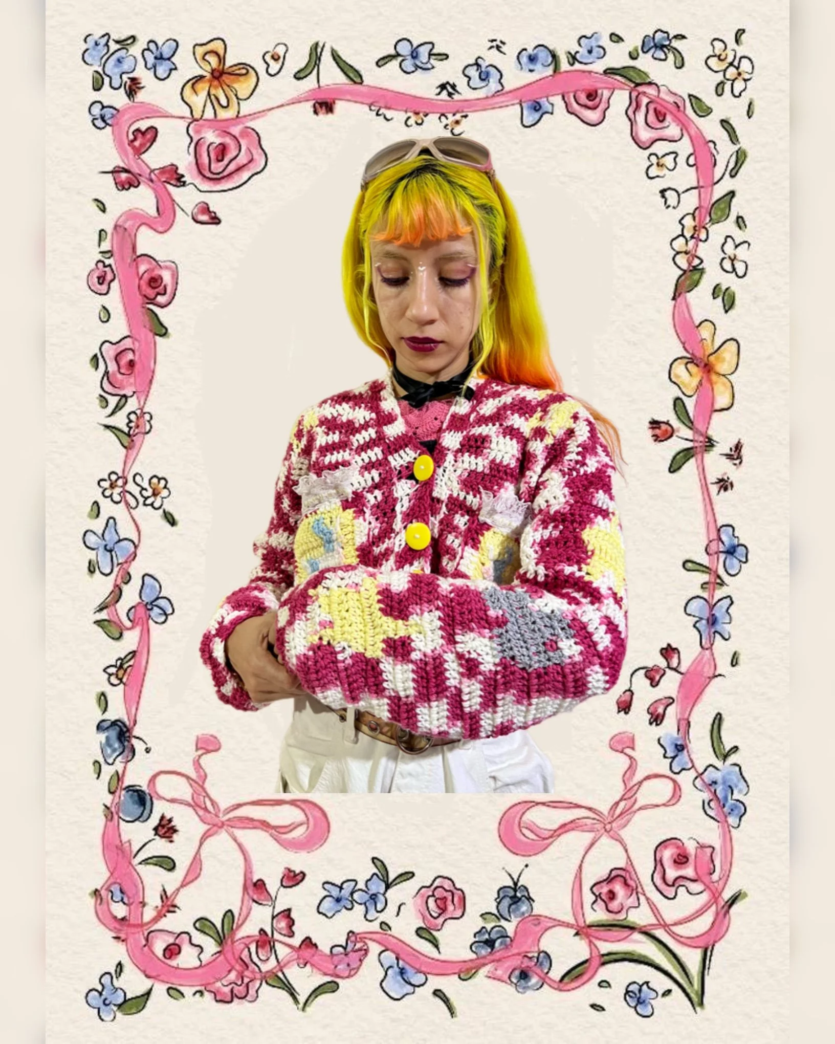pastels on variegated yarn
