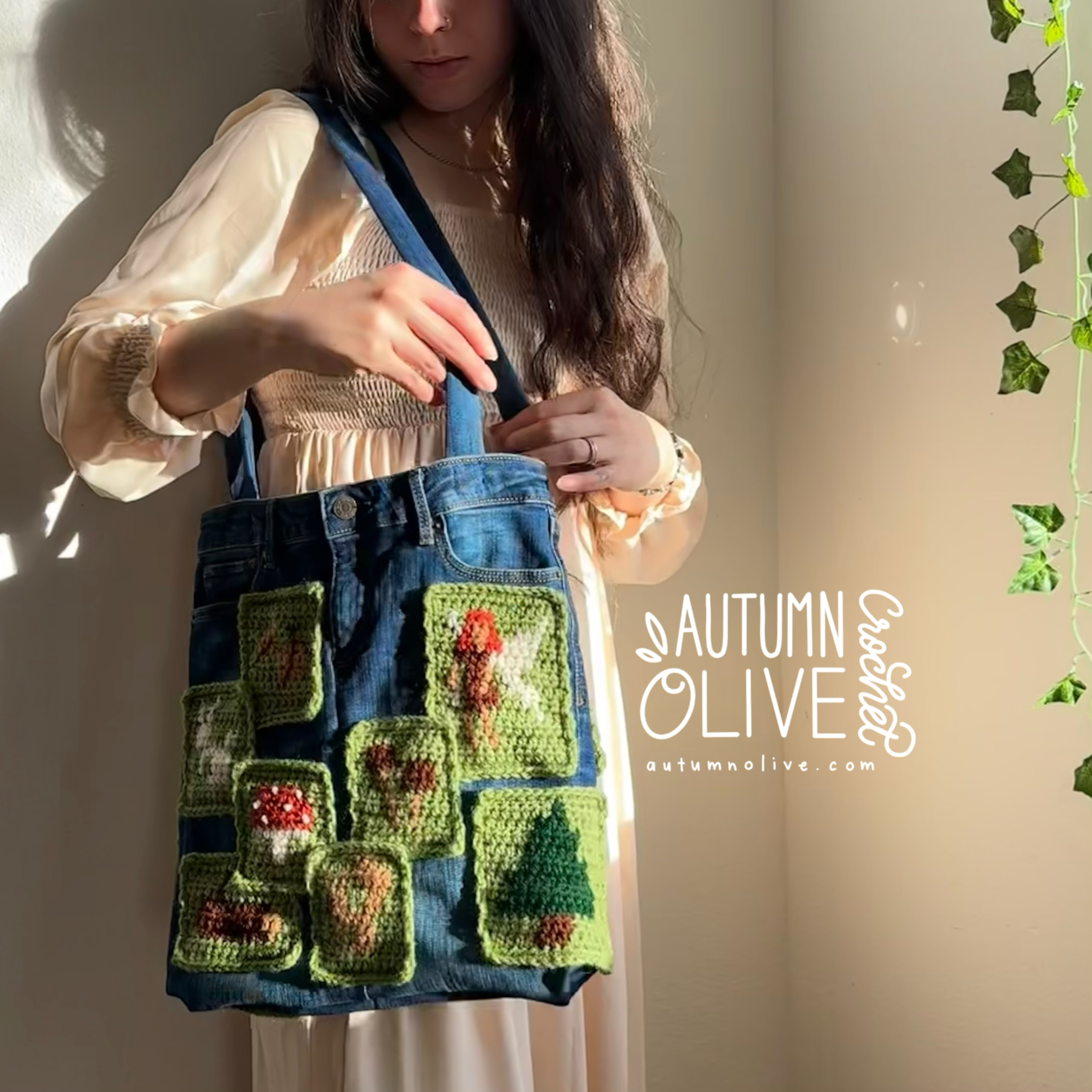 fairy forest satchel made with the sample swatches by @autumnolivecrochet