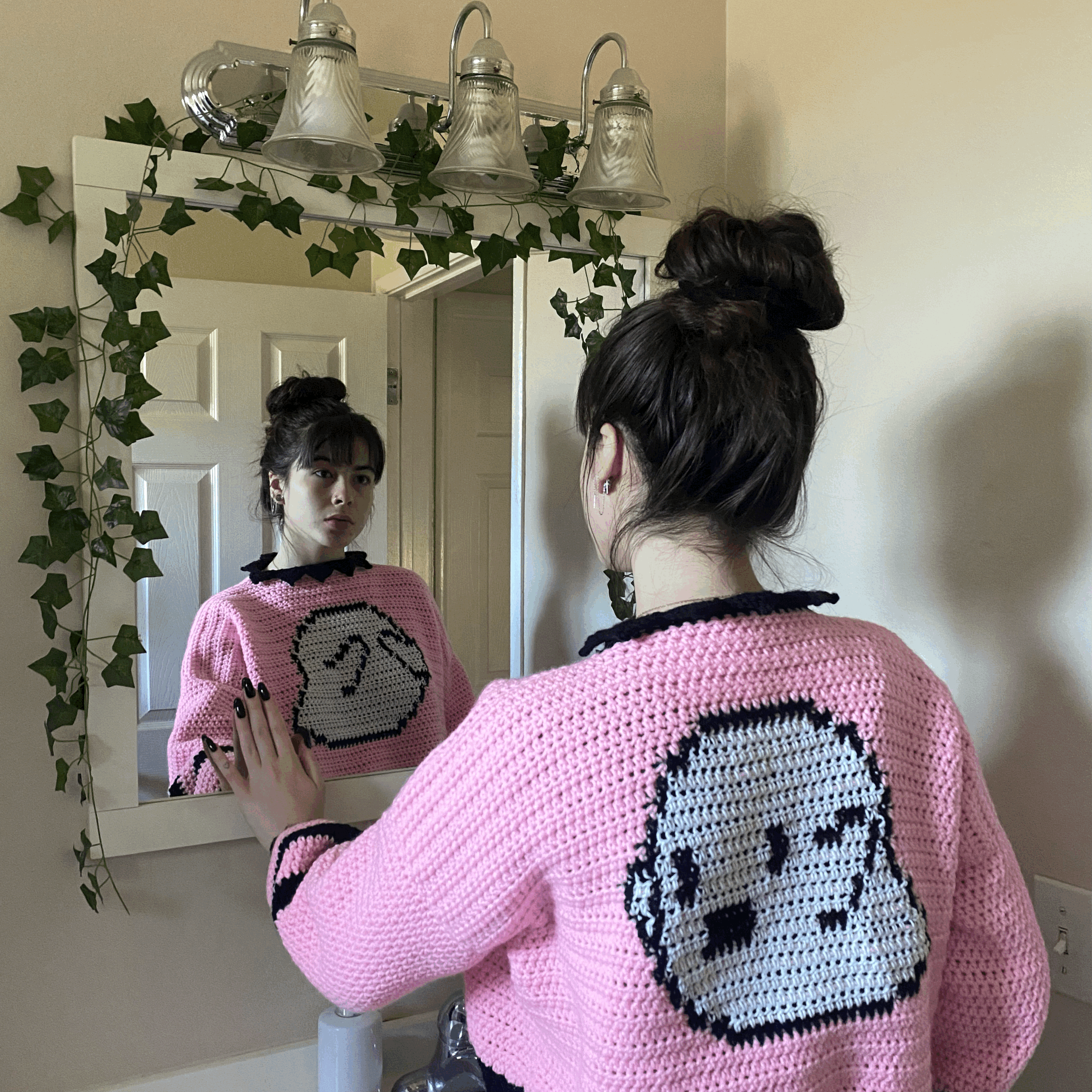 shy ghost colorwork graphics