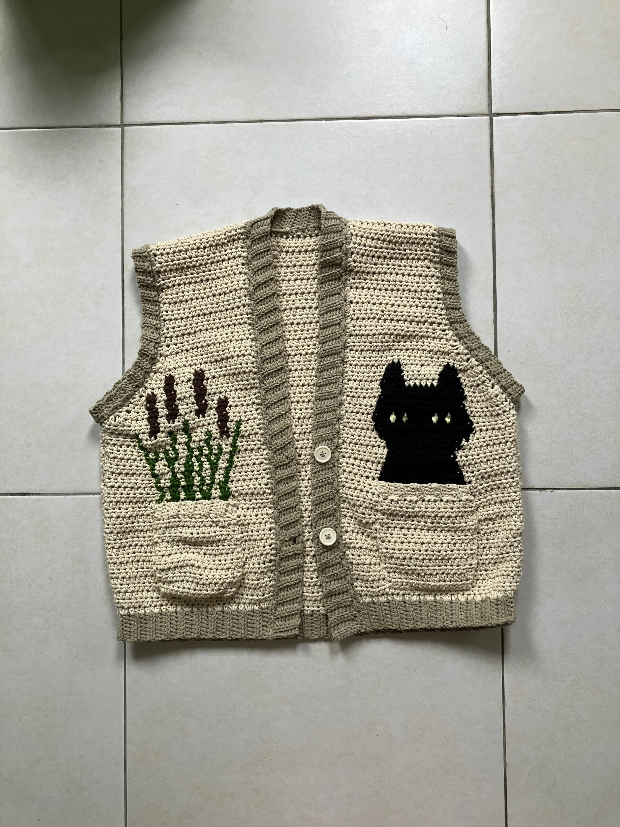 featuring cattails from garden variety cardigans pattern 
