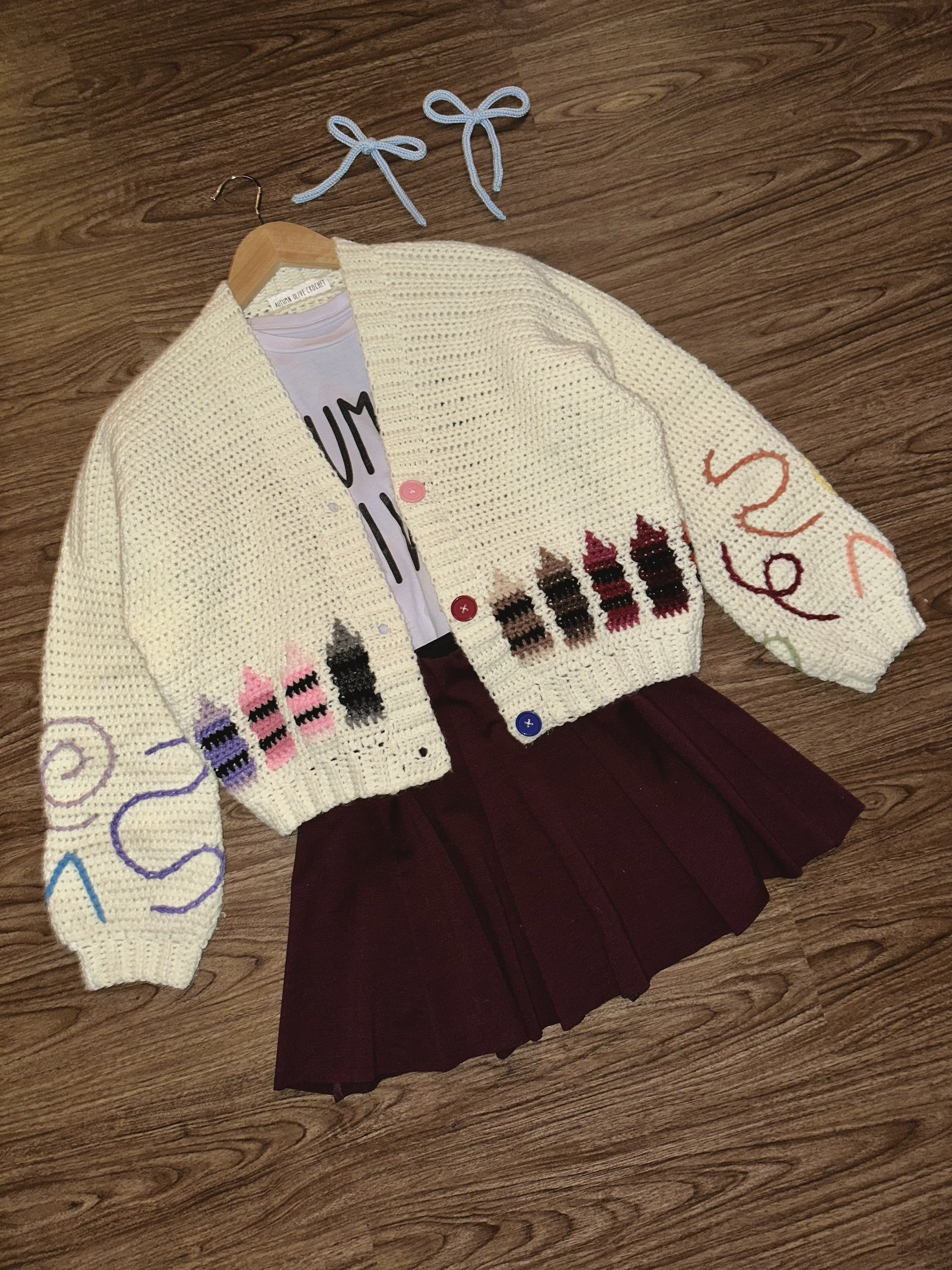 back to school crayon cardigan