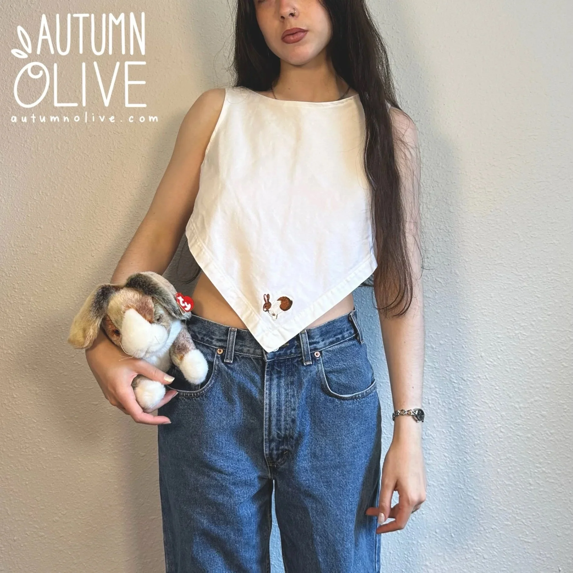 embroidered bunny top | XS-S