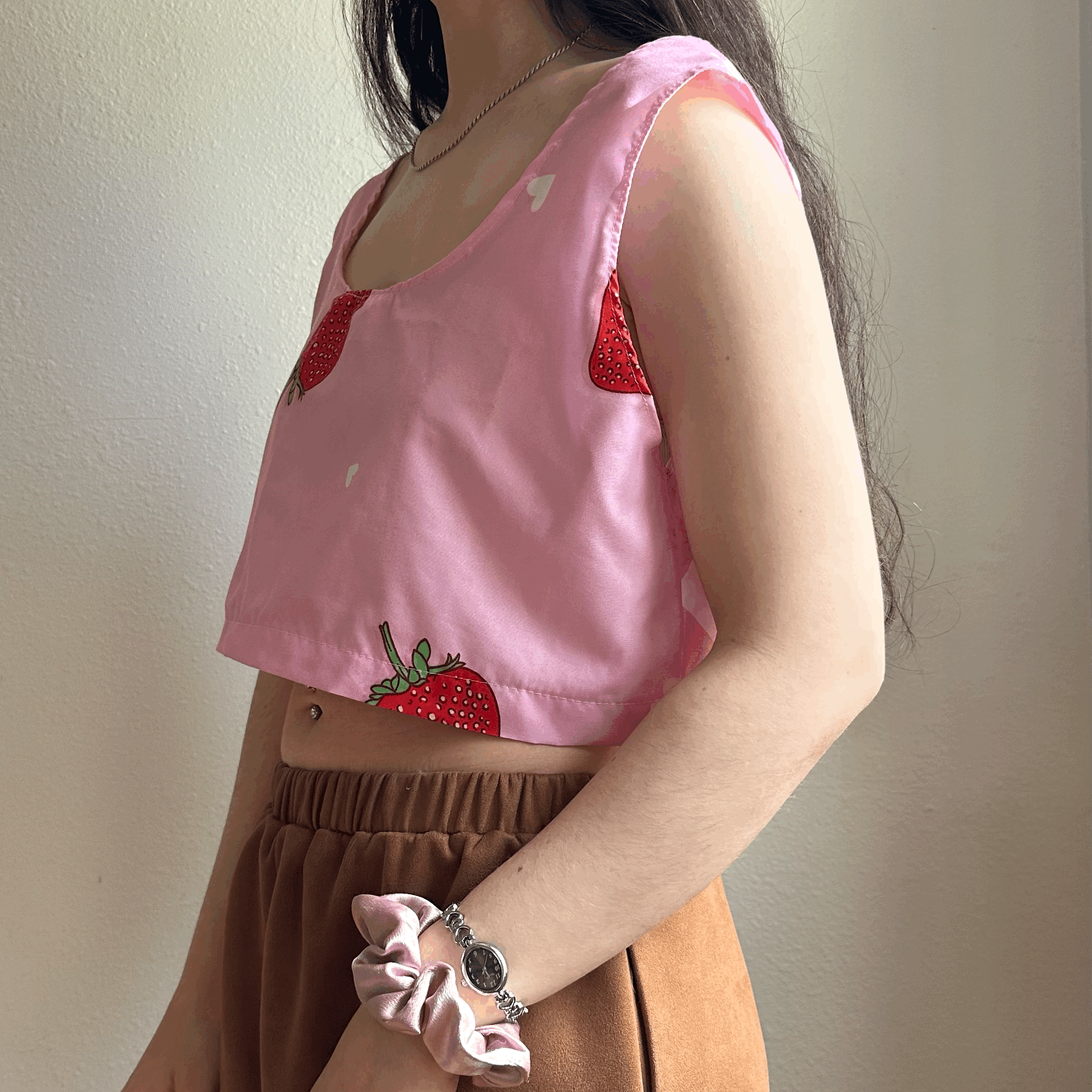 strawberry chevron top | XS-M