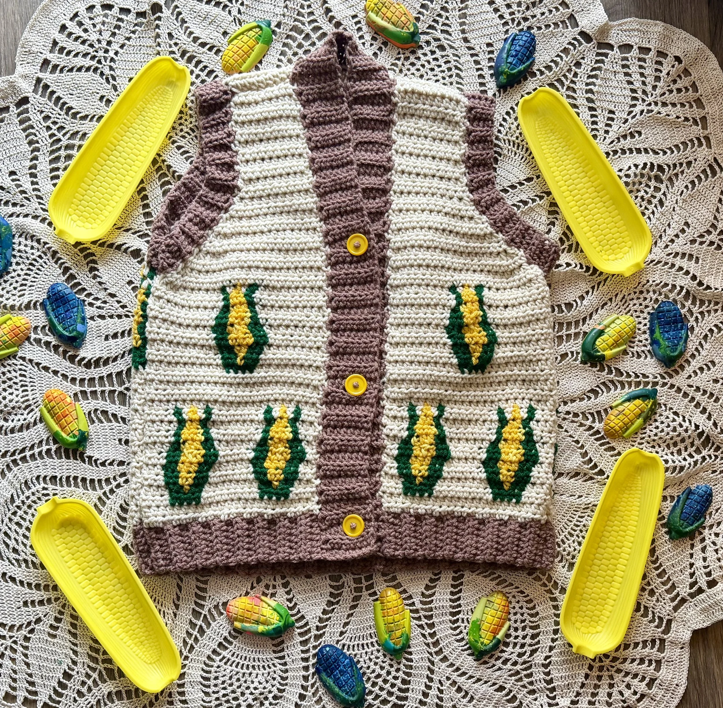 corn vest made with pair of vests pattern