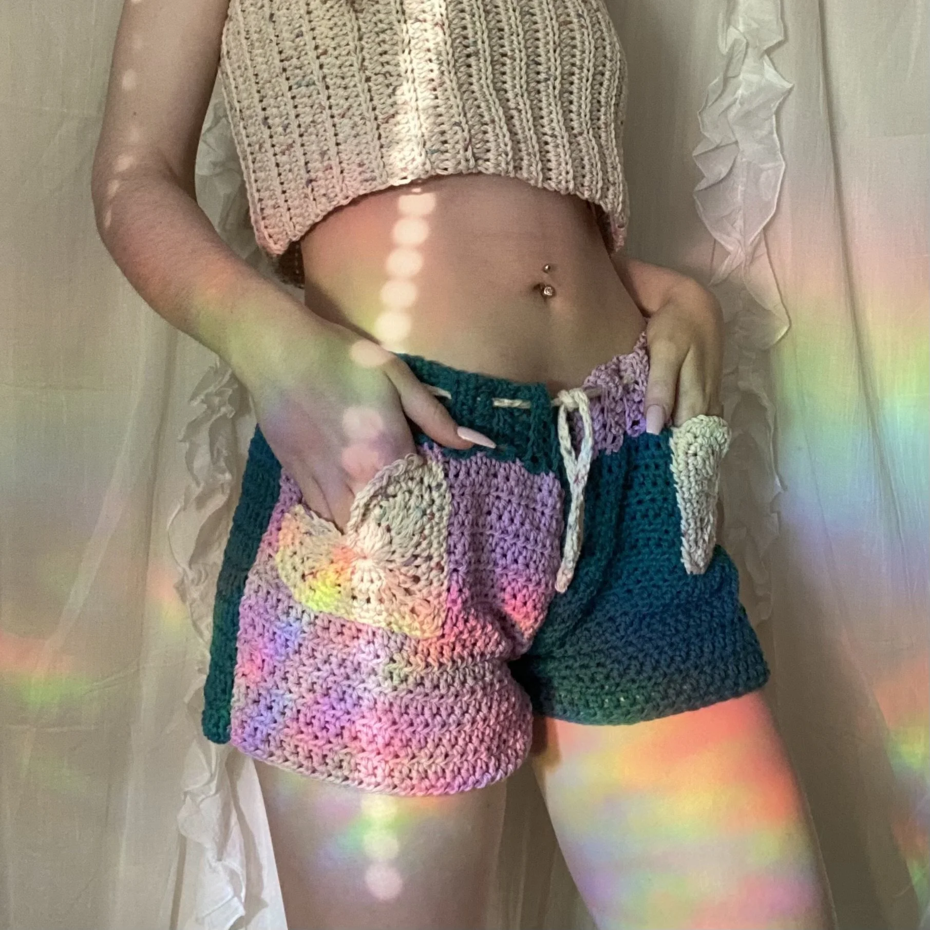cotton crochet shorts | XS-S