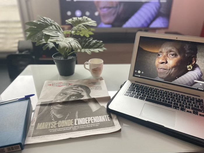 Maryse Condé was honored in a national tribute on April 15, 2024 (right) and in a French national daily newspaper, Libération, entitled “Maryse Condé, the independent one.”