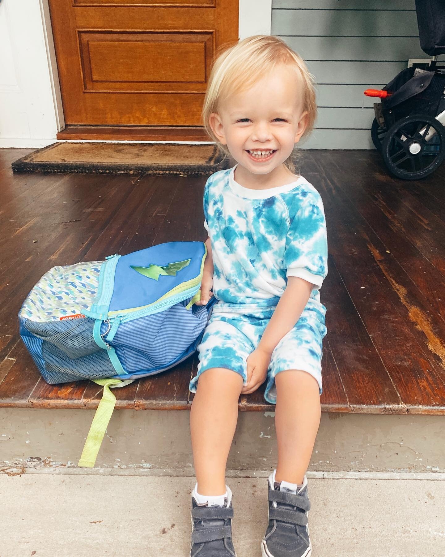 First Day of Camp for my little nugget!! 🎉 I mean how happy does he look!! He walked in with his cousin like he owned the place! Now I will be sobbing for the next few hours 🥲 but I know it&rsquo;s for the best! @ekush85 .
.
#thirdbaby #myboy #boym