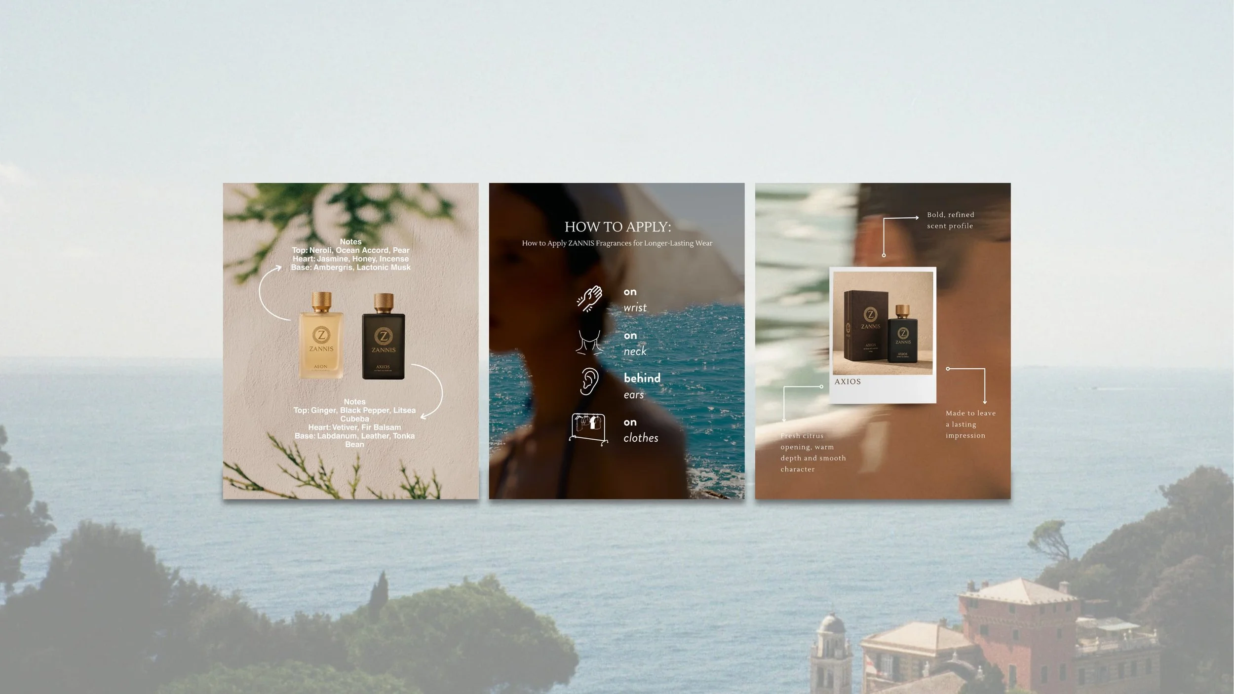 DG Creative Media’s social media marketing for ZANNIS, showcasing elegant fragrance imagery, signature scents, and the brand’s Mediterranean heritage through refined visual storytelling.