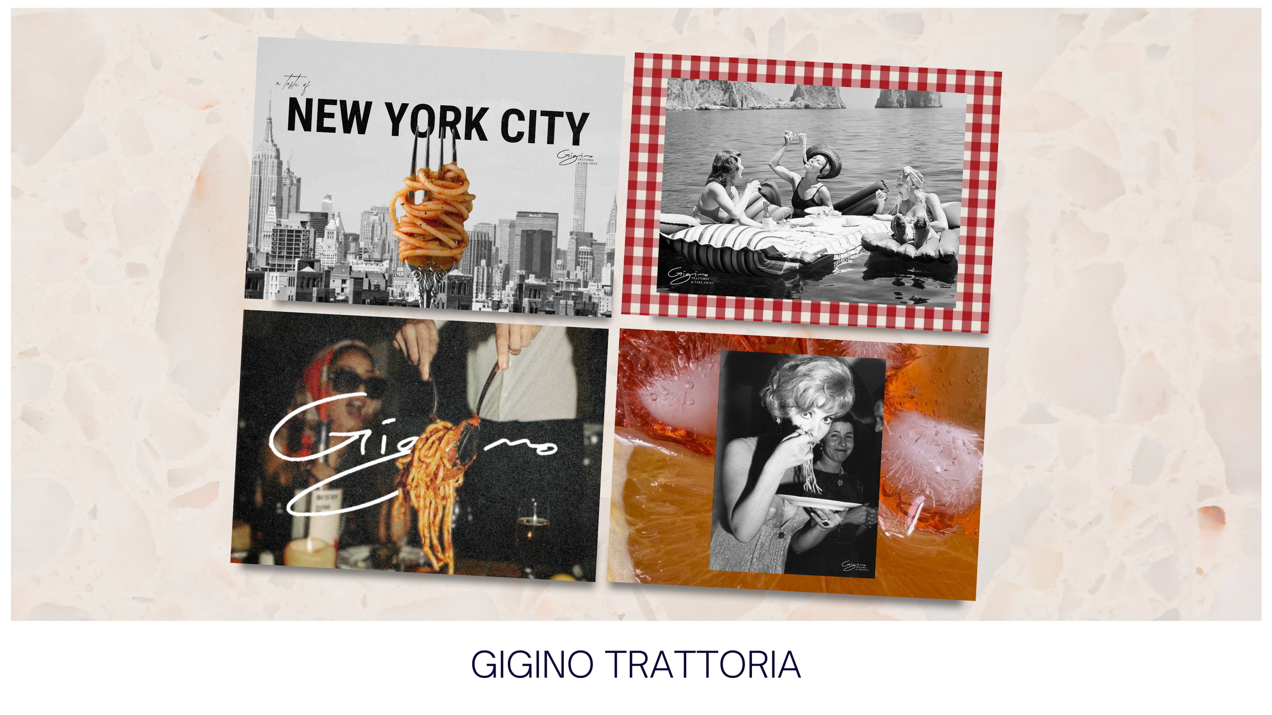 DG Creative Media social media creative for Gigino Trattoria in Tribeca, New York City, featuring NYC, Positano, dining imagery, and Italian-inspired brand storytelling.