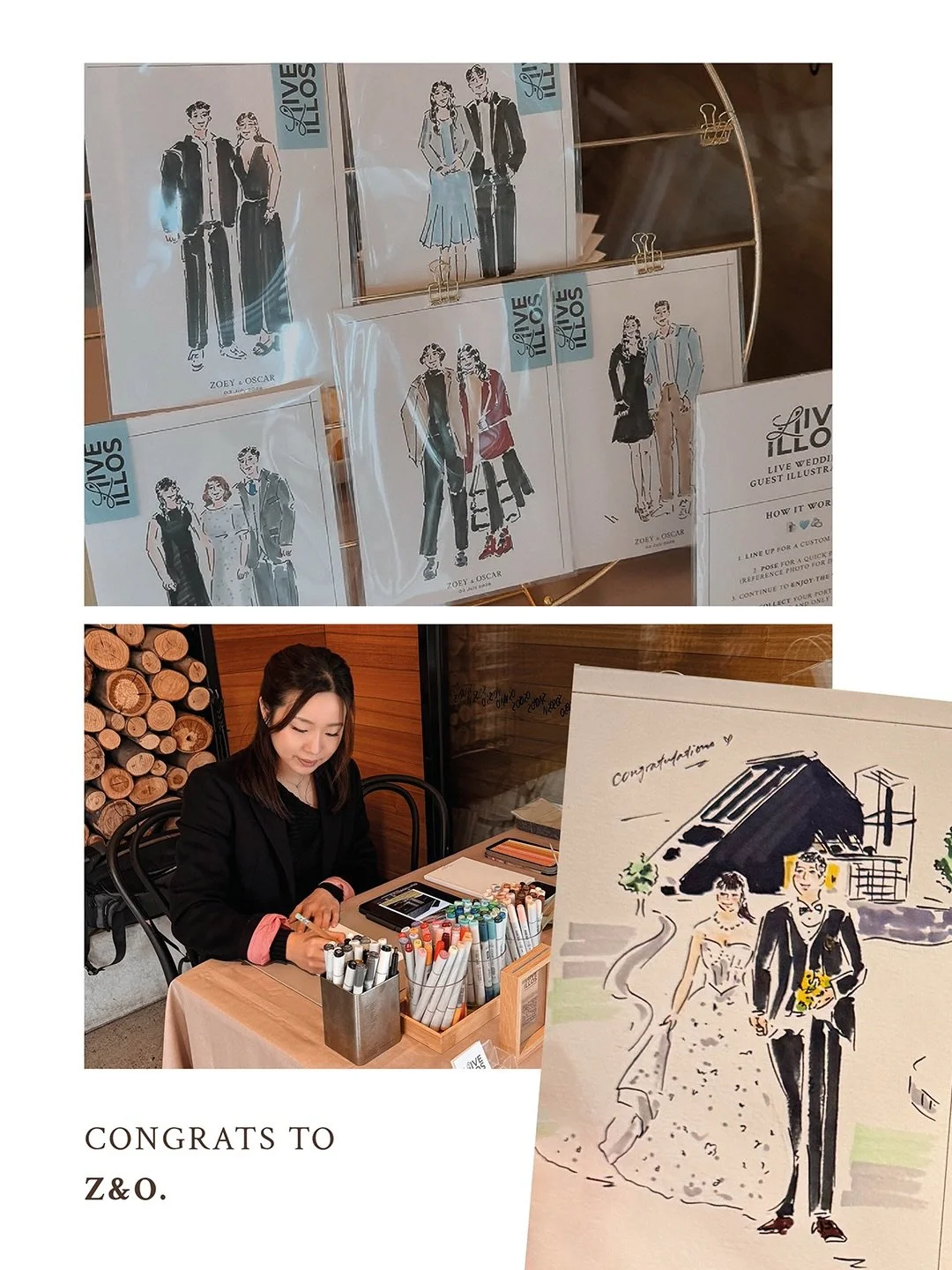 Celebrating Z&amp;O&rsquo;s big day with live wedding guests&rsquo; illustration at the picturesque @zonzoestate 🩵⛪️
Seeing the lovely couple and their guests light up as they received their illustrations is a feeling that never gets old.☺️
.
Congra