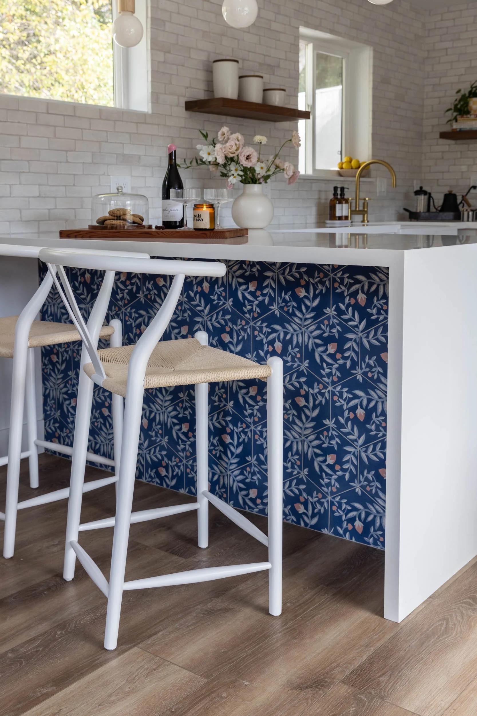 ADU stools and counter island with tile backing