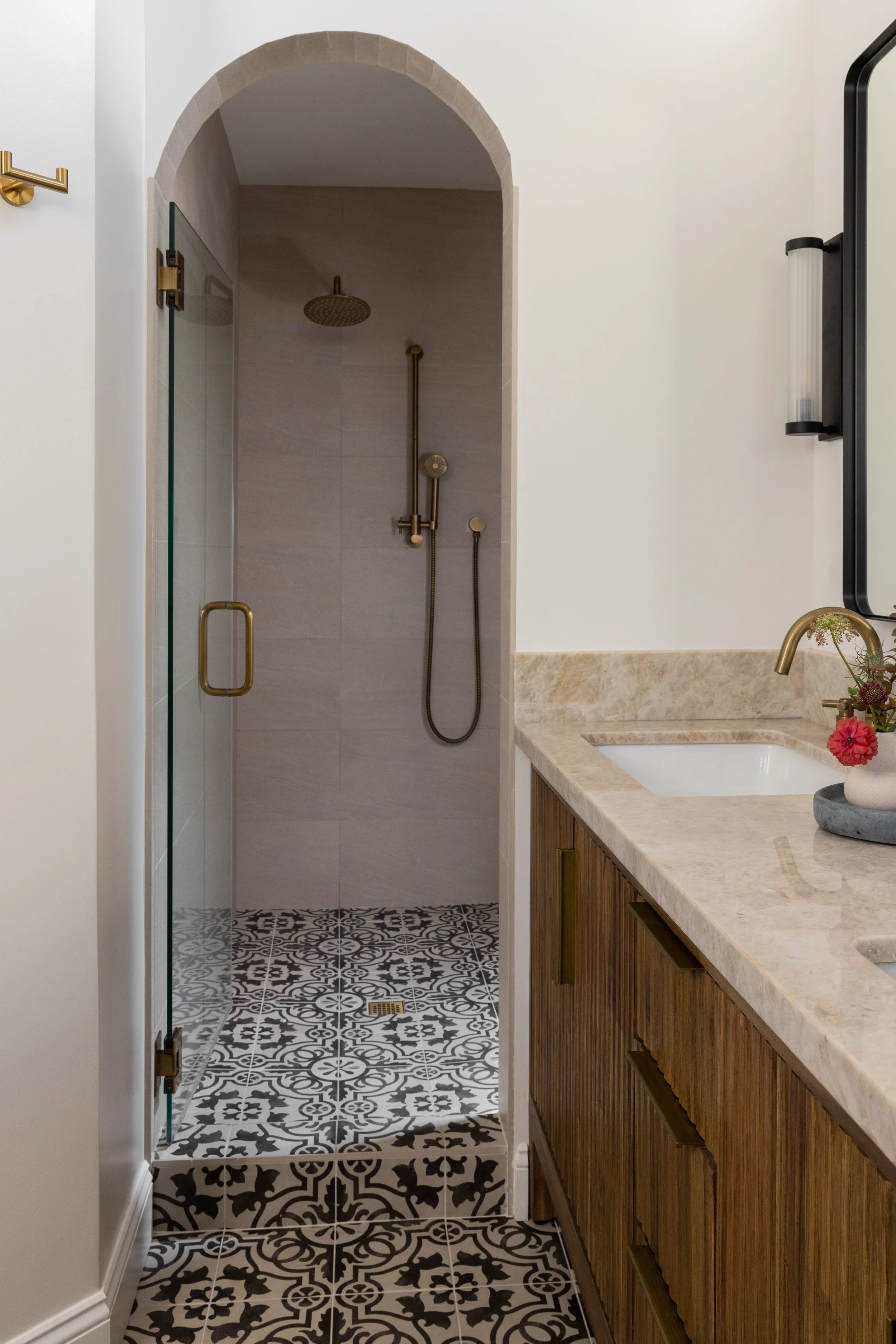 master shower with arch