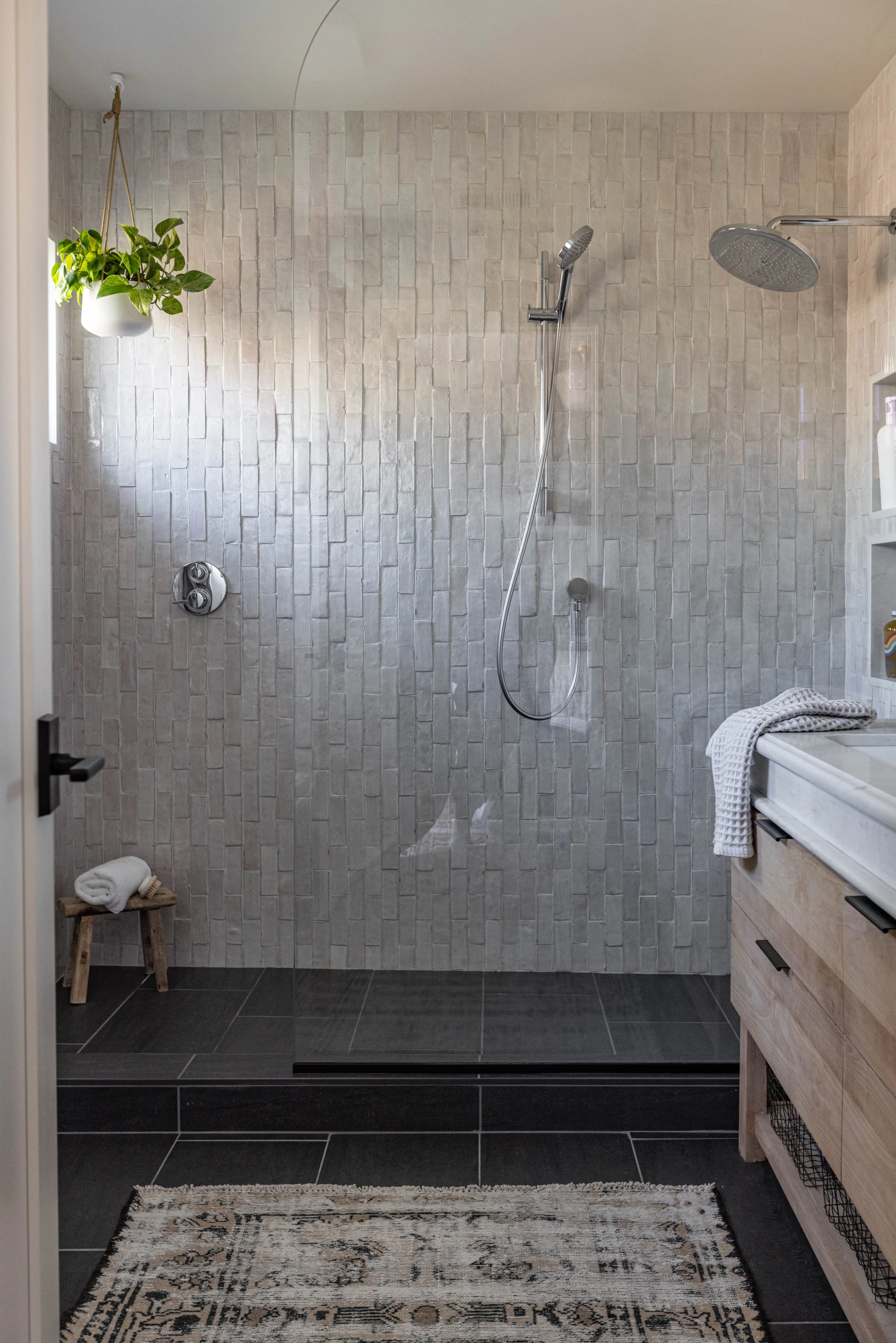Master bathroom standing shower