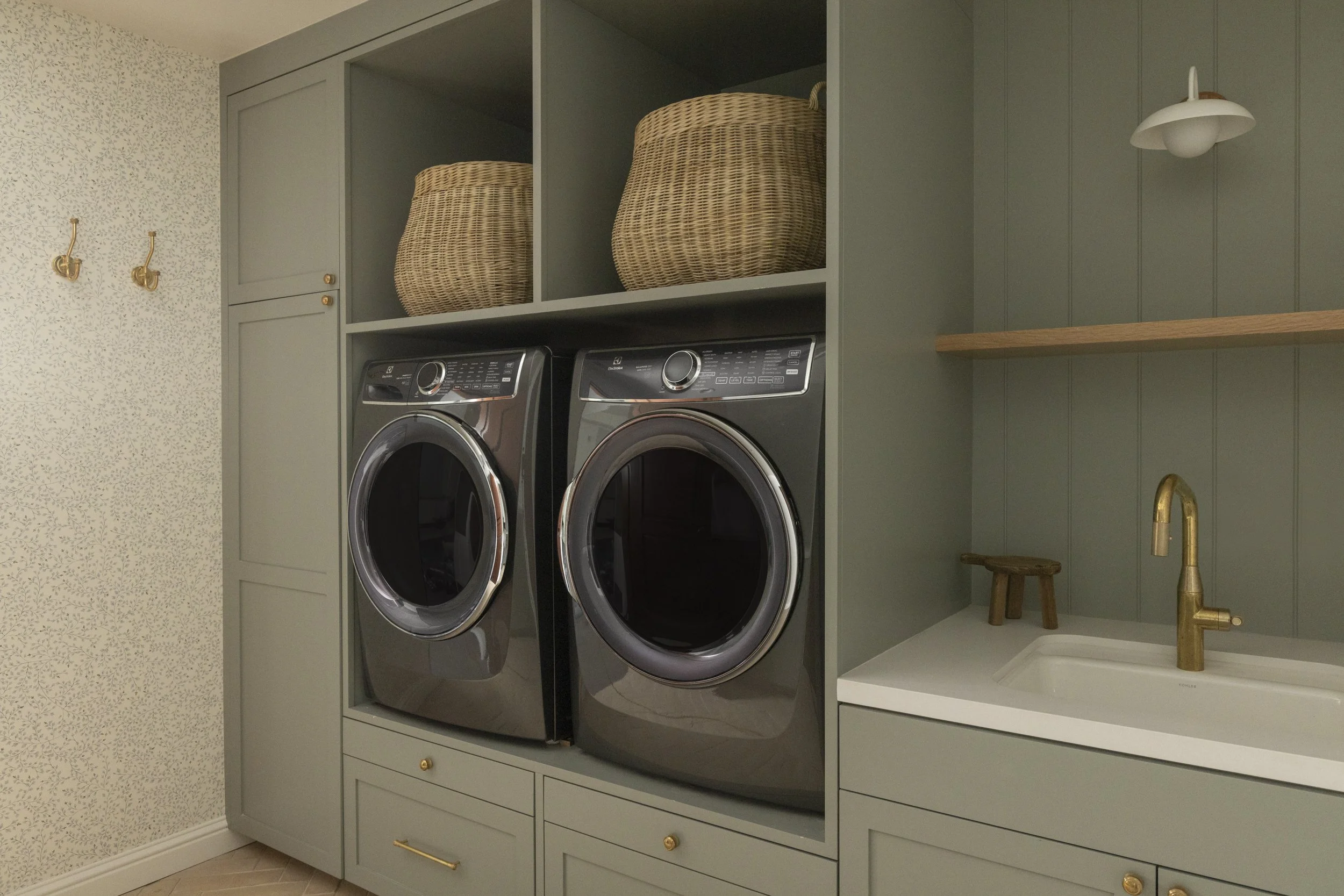 Laundry room washer and dryer with storage