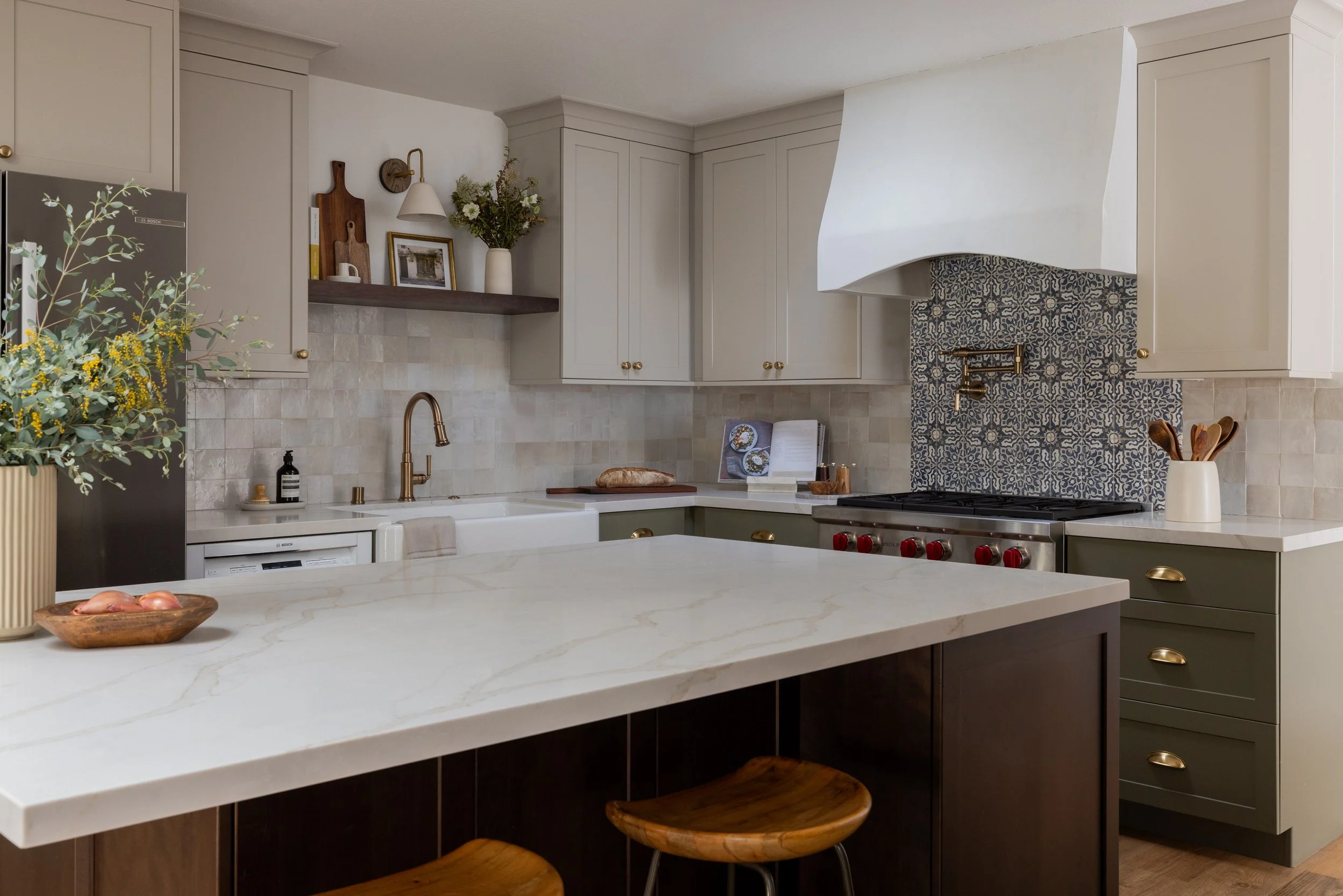 kitchen and island