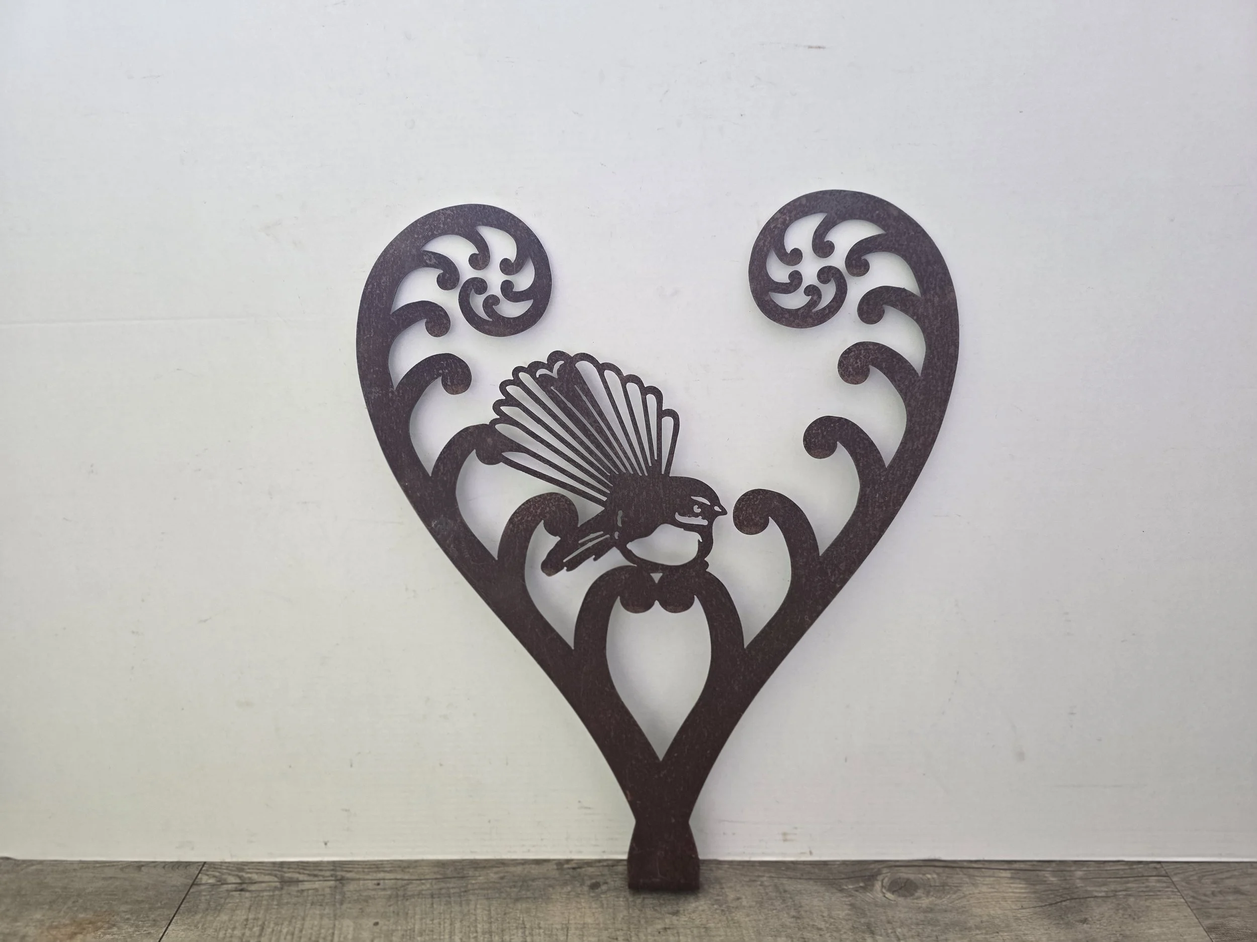 Mounted Koru Heart Fantail - Reduced To Clear