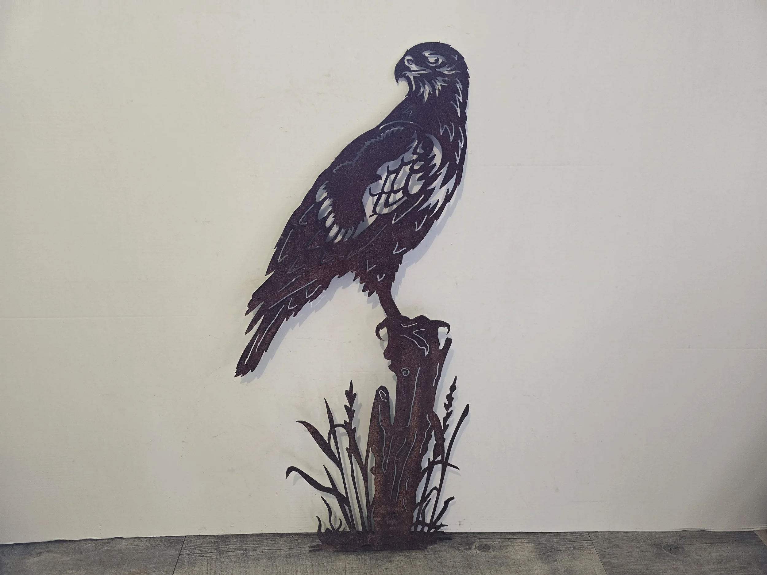 Mounted Large Hawk on Stump - Reduced To Clear