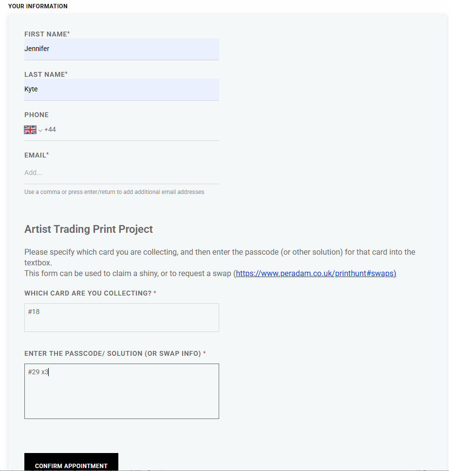 screengrab of the form