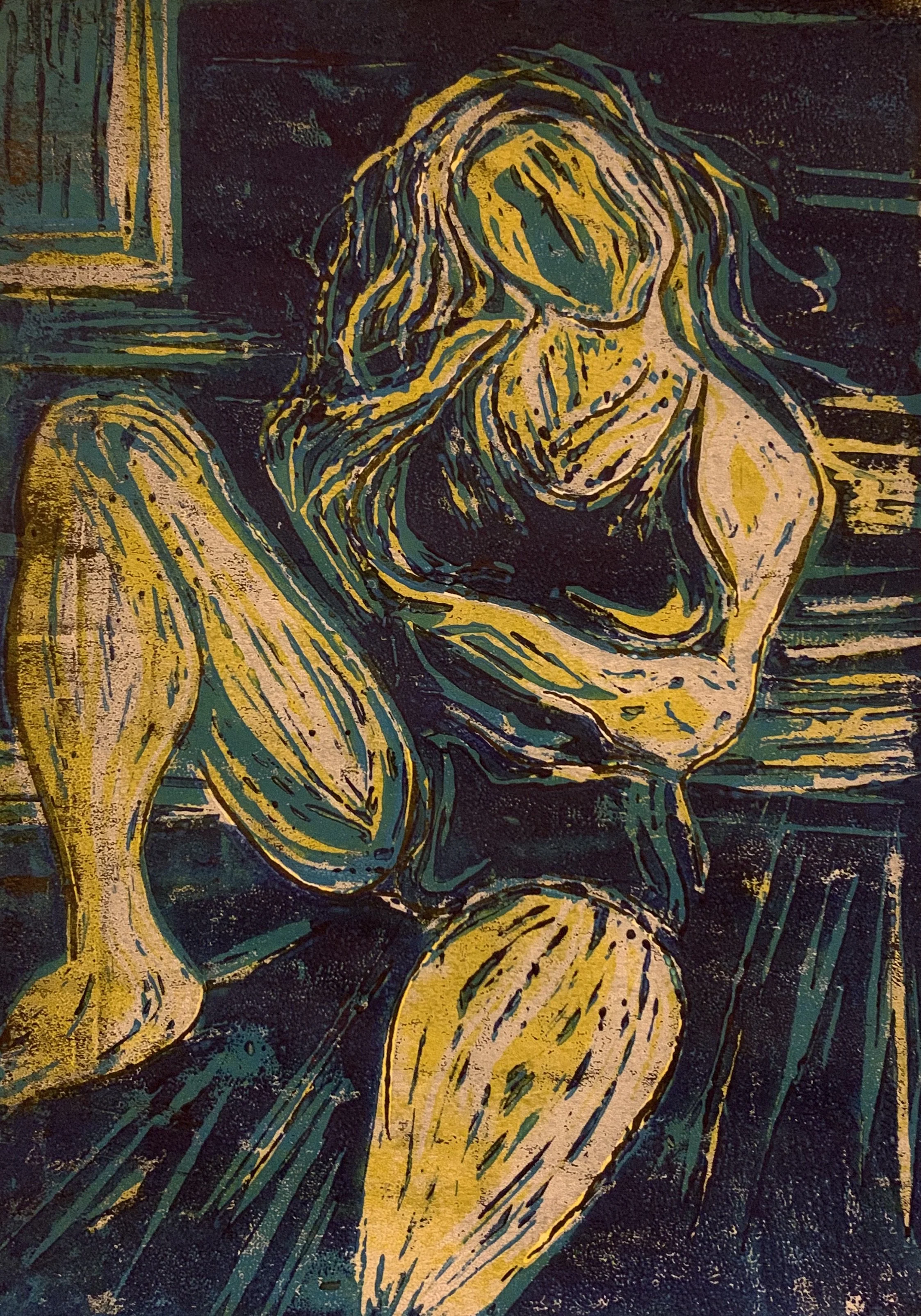 Woman in Thought (Blue)