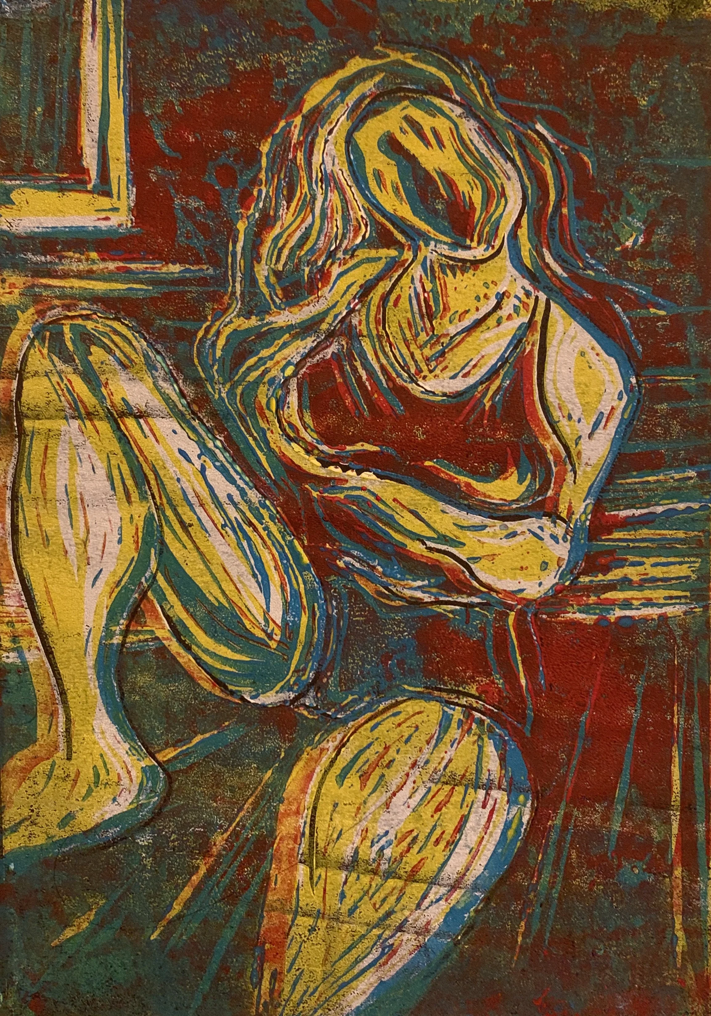 Woman in Thought (Red)