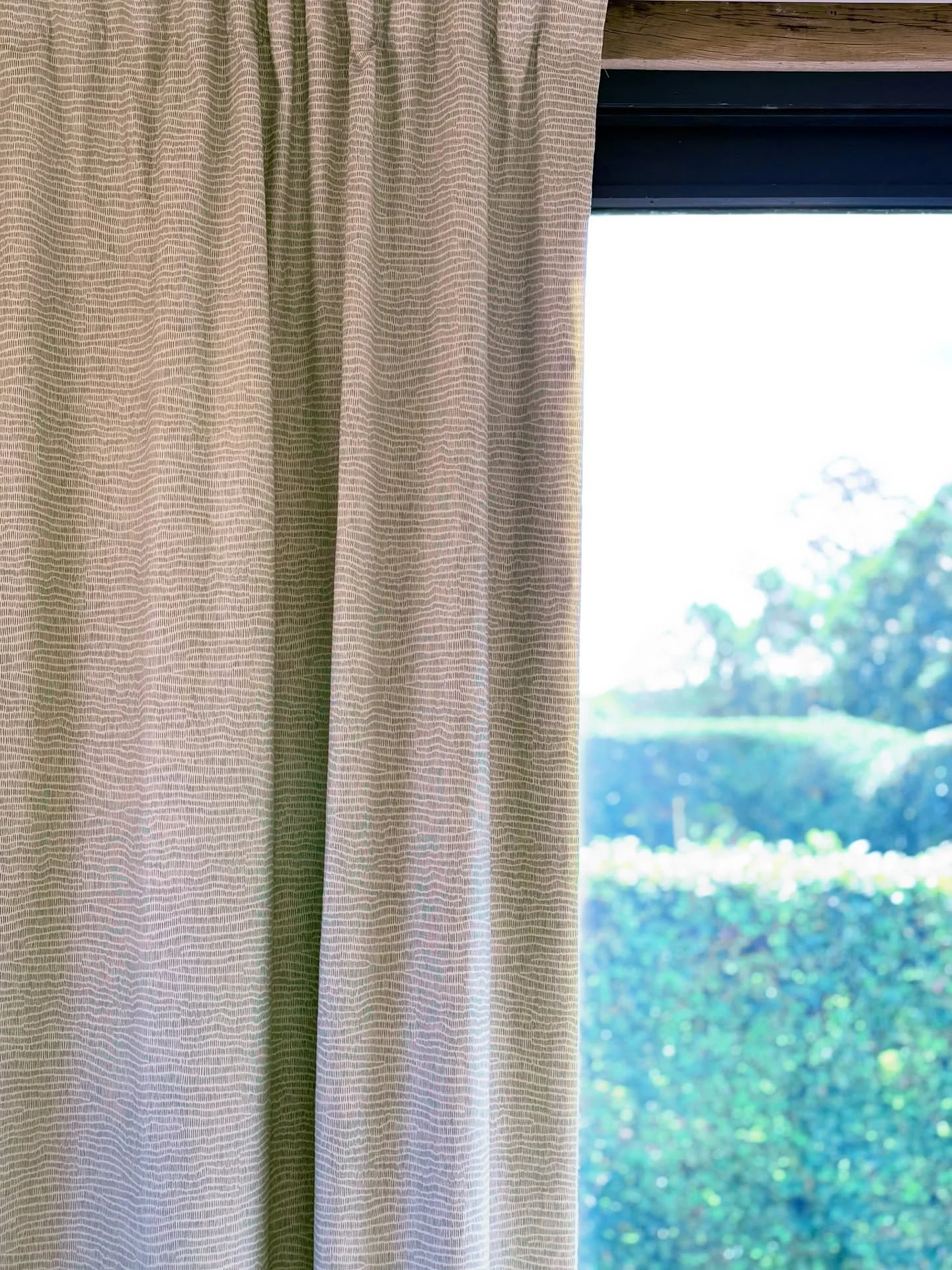 The relaxed gathered headings on these barn conversion curtains showcase the subtlety of the &lsquo;Baiu&rsquo;. 
A pattern for when a pattern is too much.