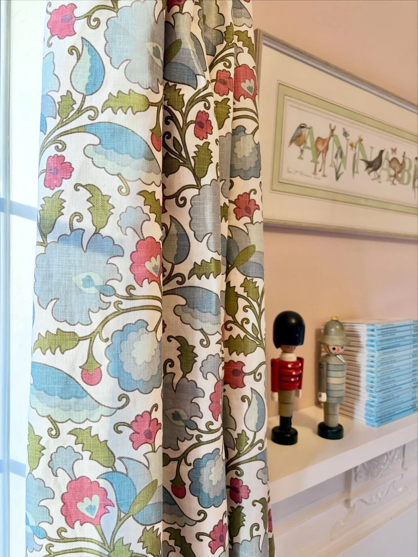 New colour! Welcome to &lsquo;Trailing Suzani&rsquo; in Pastels. 
It&rsquo;s a little William Morris-esque, and I love that the motifs don&rsquo;t repeat themselves across the width: it&rsquo;s a true all-over design. Whilst it goes beautifully in th