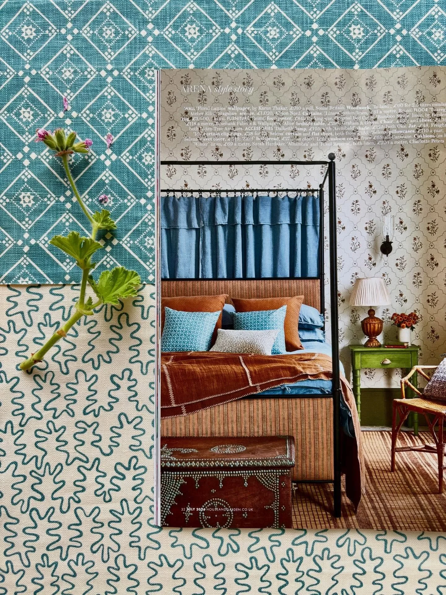 I did a little happy dance when this arrived with the postman on Monday. Not one, but TWO of my fabrics in the July issue of @houseandgardenuk , in the &lsquo;Living Colour&rsquo; feature. The &lsquo;Alhambra&rsquo; and &lsquo;Fossil Reverse&rsquo; l