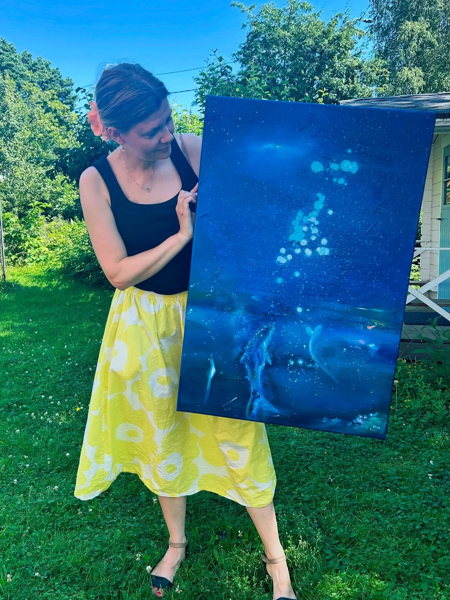 Celebrating my birthday with new paintings 🥰🌊🐋
The 🐋 and her friends can be seen live at Albert Edelfelt Foundations Villa Albert from next weeks Wednesday on.
Welcome to the opening of the exhibition 6.8 at 6-8pm 🥂🥂🥂🥂✨✨✨✨.
Villa Albert, Ed