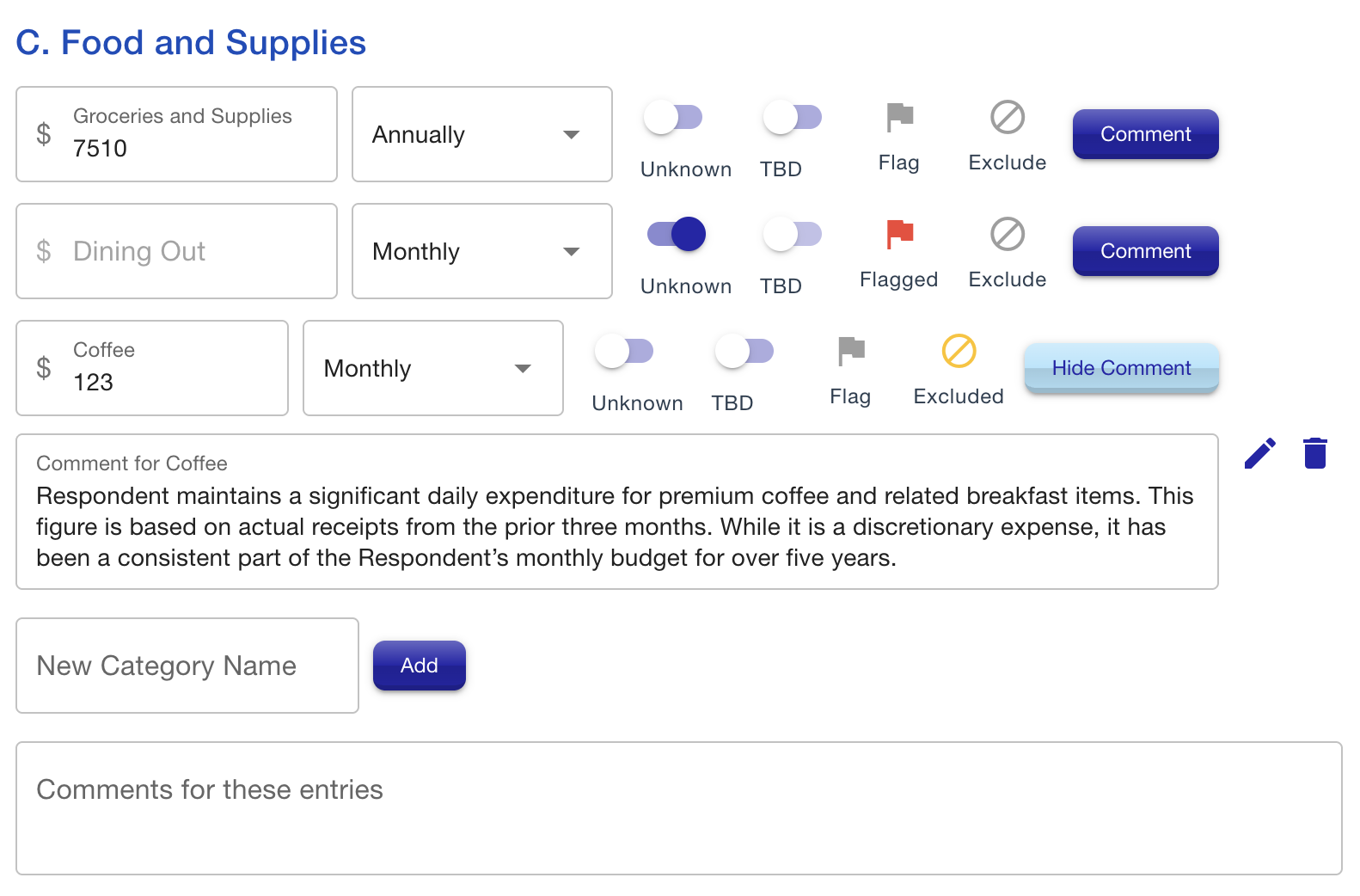 sfs data entry options