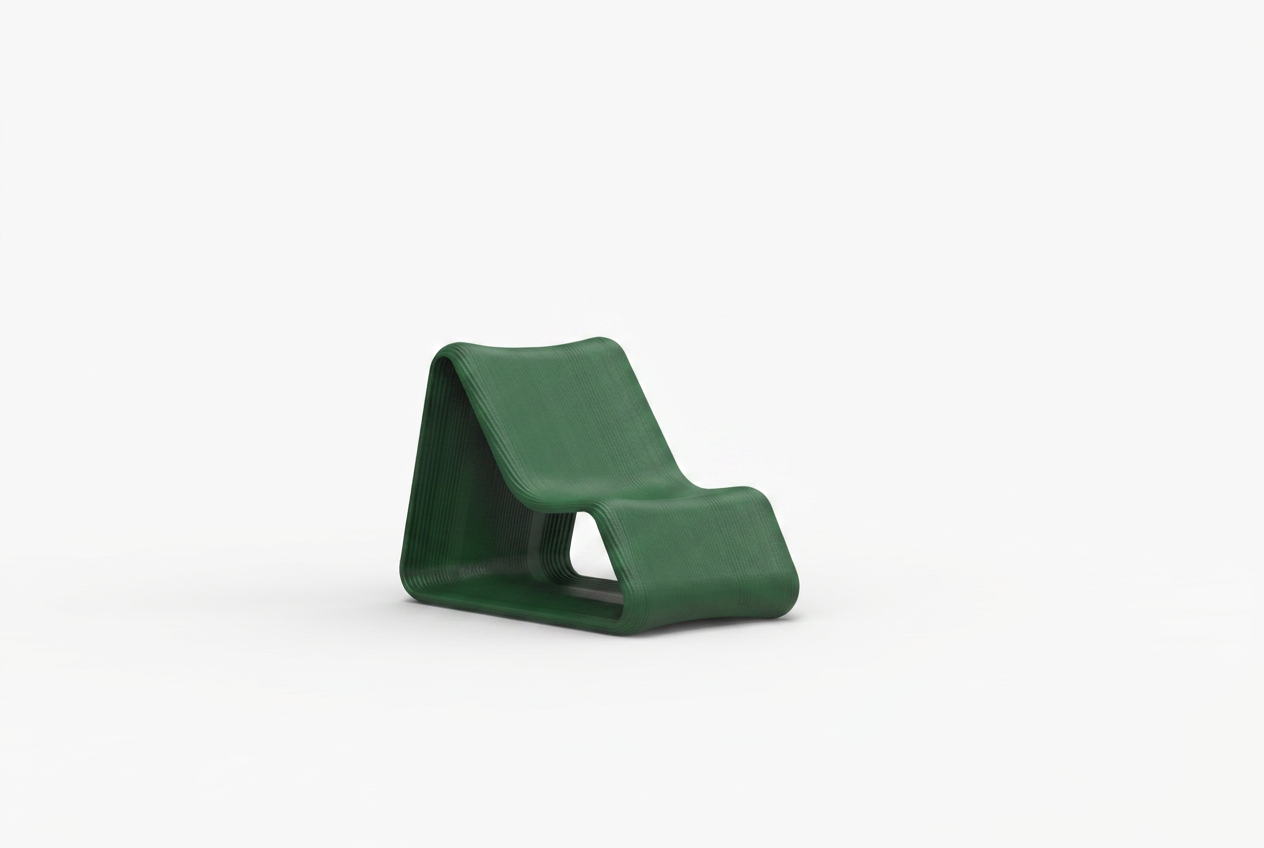 Change only the chair material and color. Transform the existing chair into a premium deep green fin.png