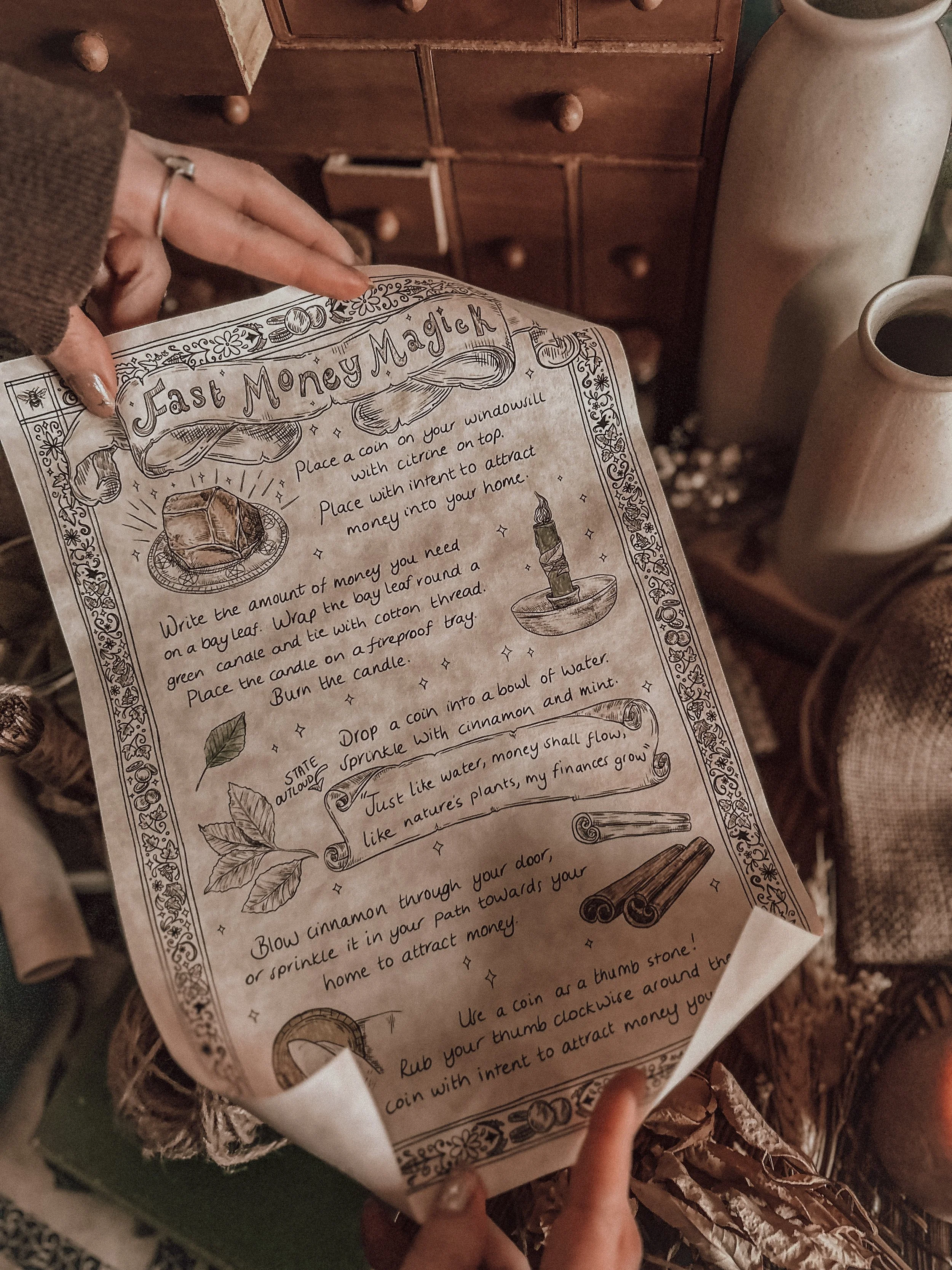 Fast Money Magick Parchment Scroll