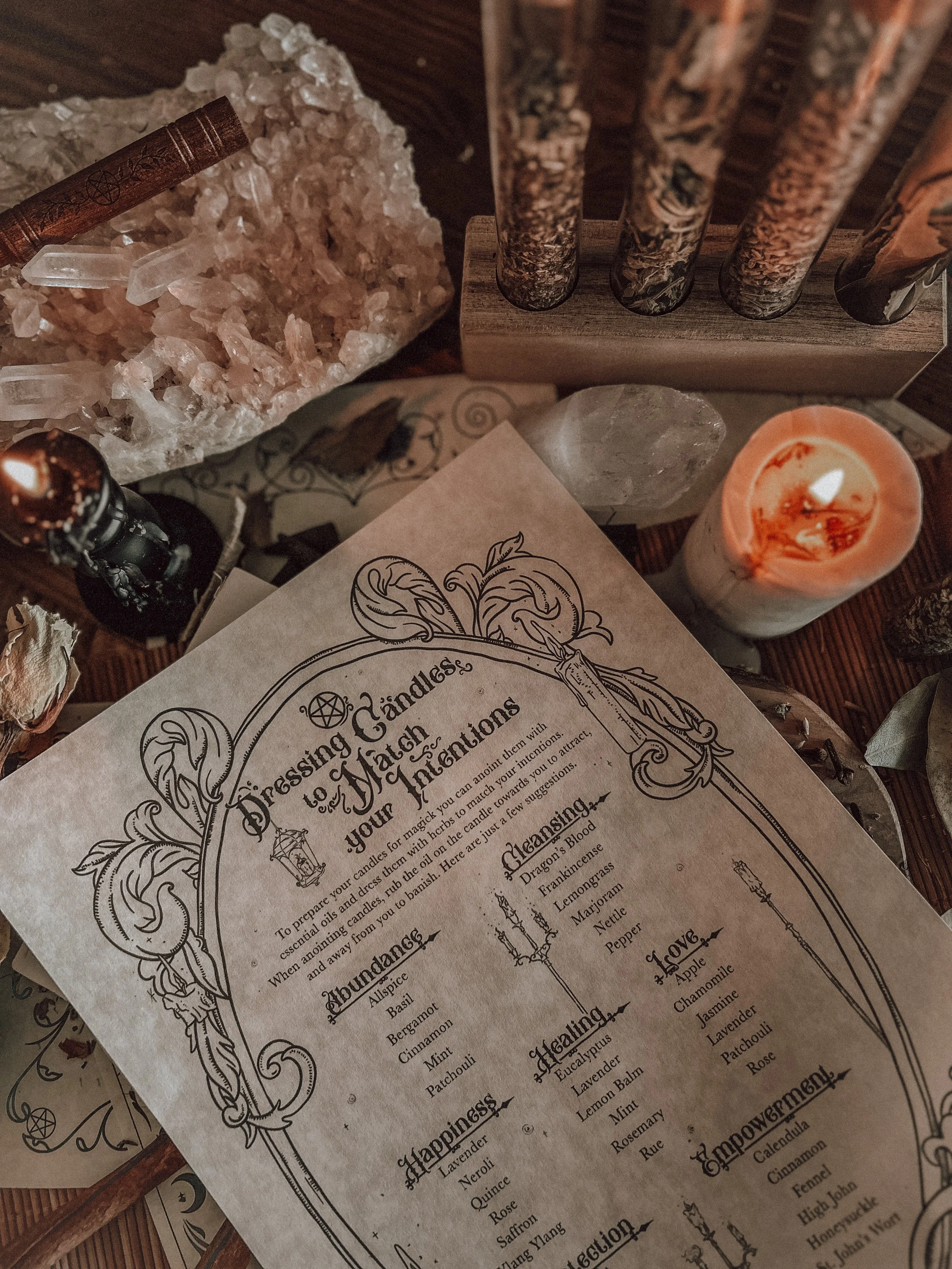 ‘Dressing Candles to Match your Intention’ Parchment Scroll