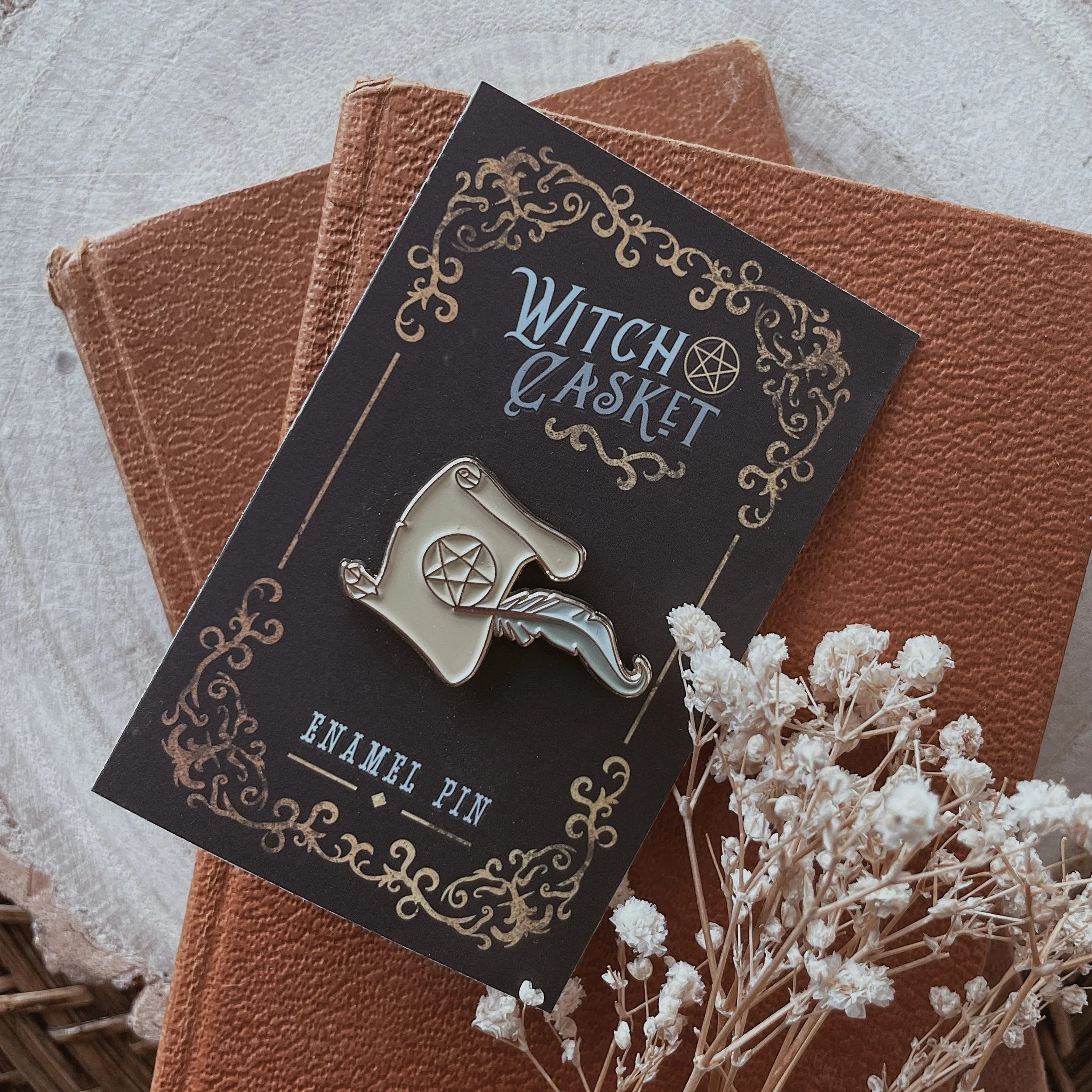 Quill and Pentacle Parchment Enamel Pin