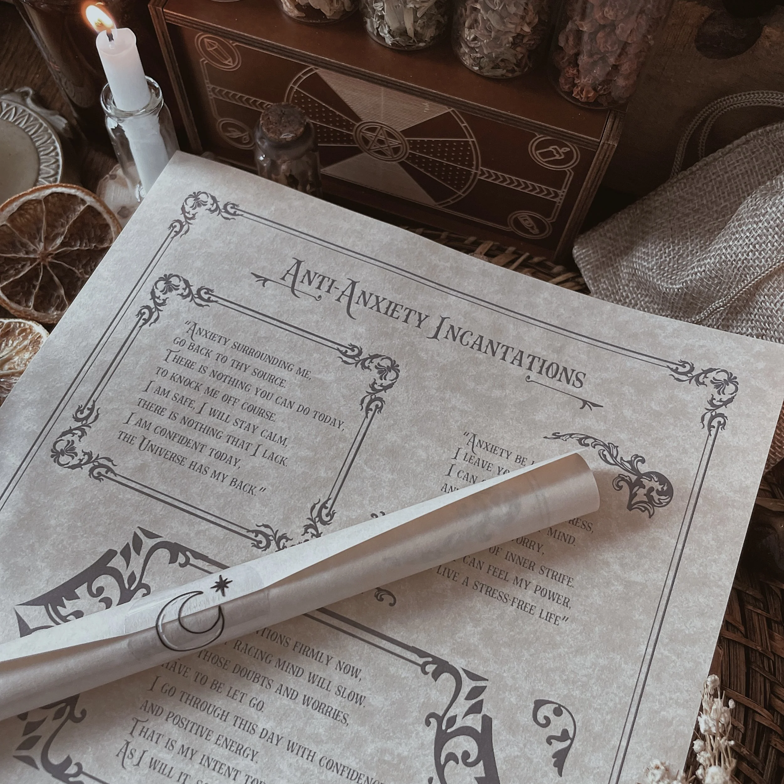 Anti-Anxiety Incantations Parchment Scroll