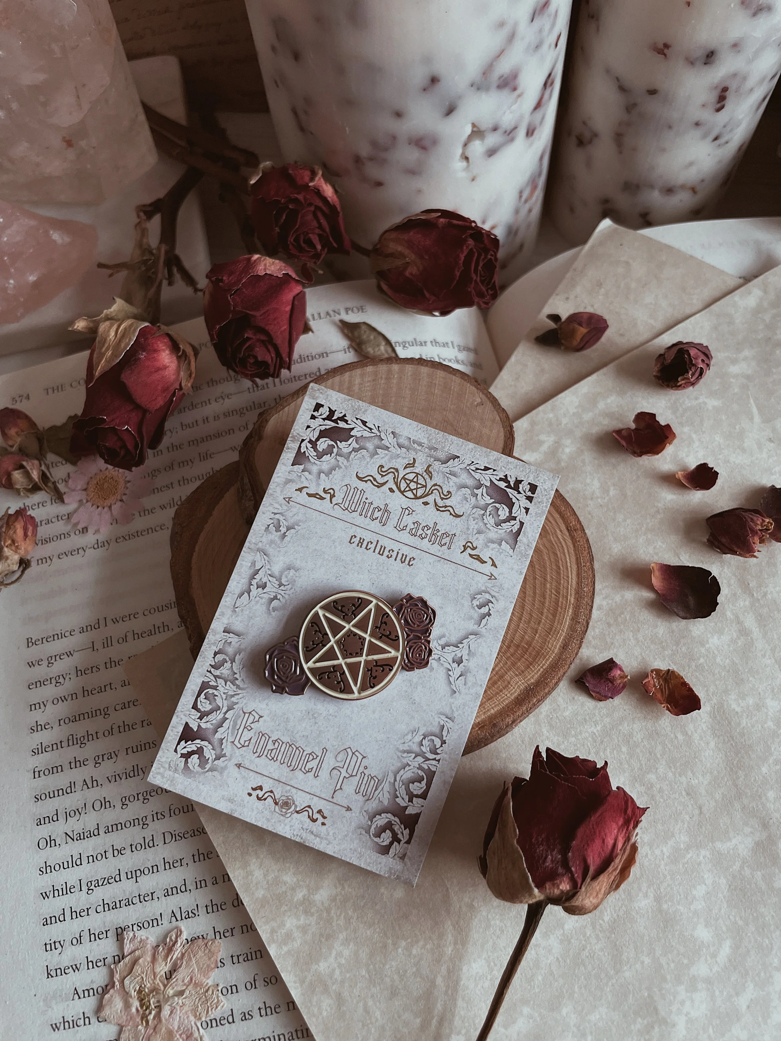 Pentacle and Roses Enamel Pin